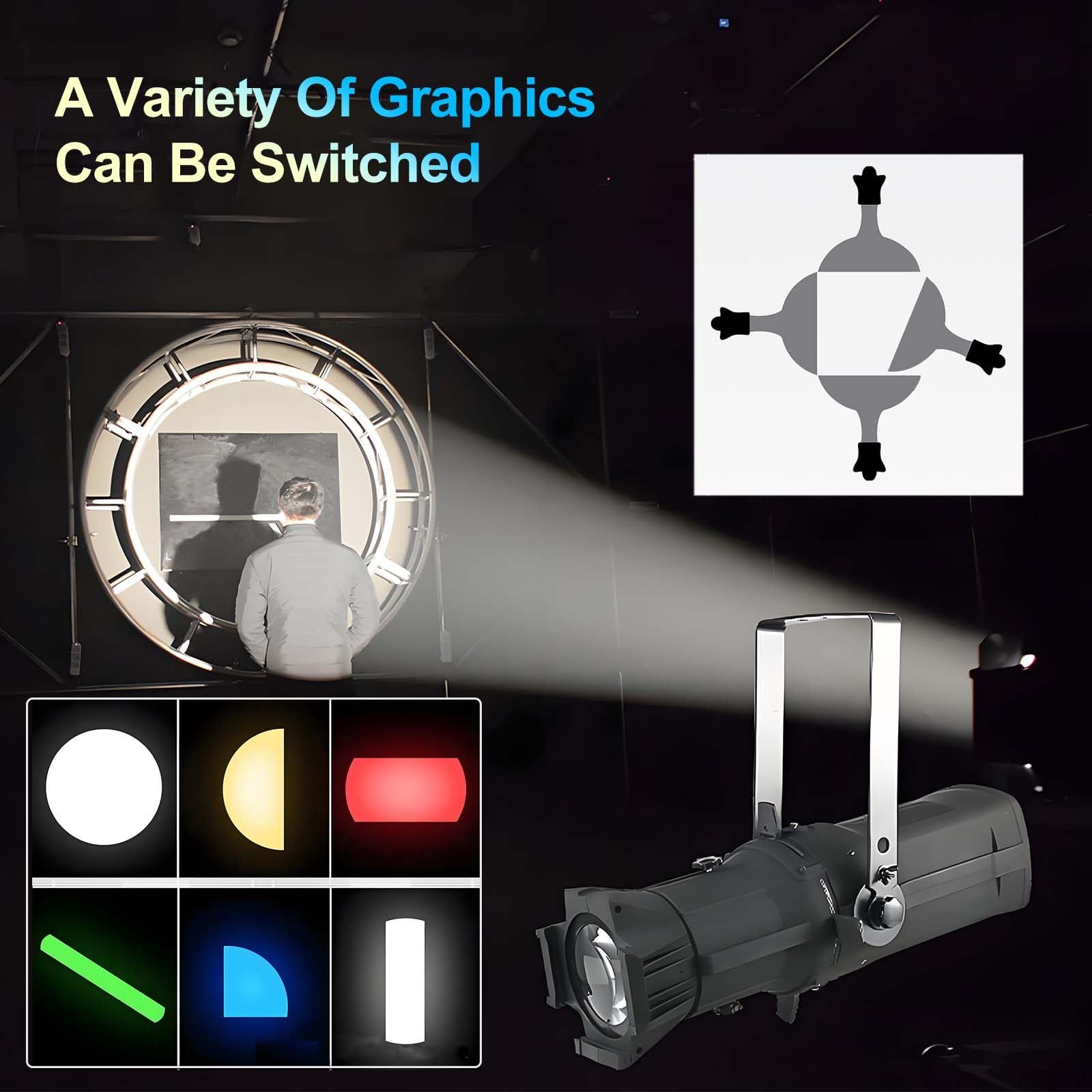Reflektor LED Pin Spot z czterema kolorami, soczewką z zoomem 13 cm, oświetleniem scenicznym o dużej jasności 19000 lm, RGBW i regulowanym światłem białym (3000 K-5700 K) do pokazów DJ-skich, wesel
