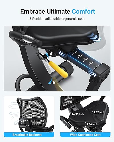 Miniatura 3 de MERACH Recumbent Exercise Bike, High-end Magnetic Stationary Bike with Smart Bluetooth and Exclusive App Connectivity, LCD, Heart Rate Handle, Ideal