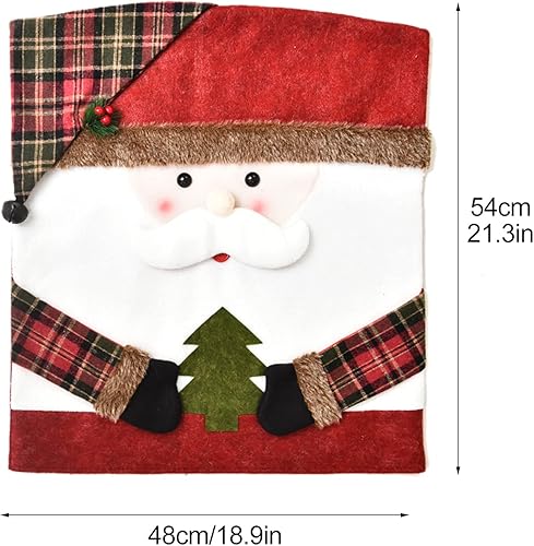 Miniatura 7 de IUIBMI 6 fundas para sillas de Navidad, fundas para sillas de mesa de cena de Navidad, Papá Noel y muñeco de nieve 3D, cubierta trasera para