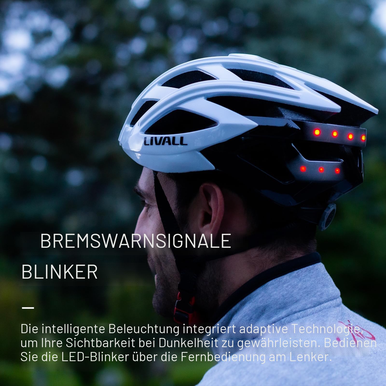 LIVALL Smart Fahrradhelm mit LED Rücklicht und Blinker, Bluetooth Fahrradhelm mit Mikrofon und Lautsprecher, SOS-Warnung, Drahtloser Fernbedienung, Erwachsene Herren und Damen