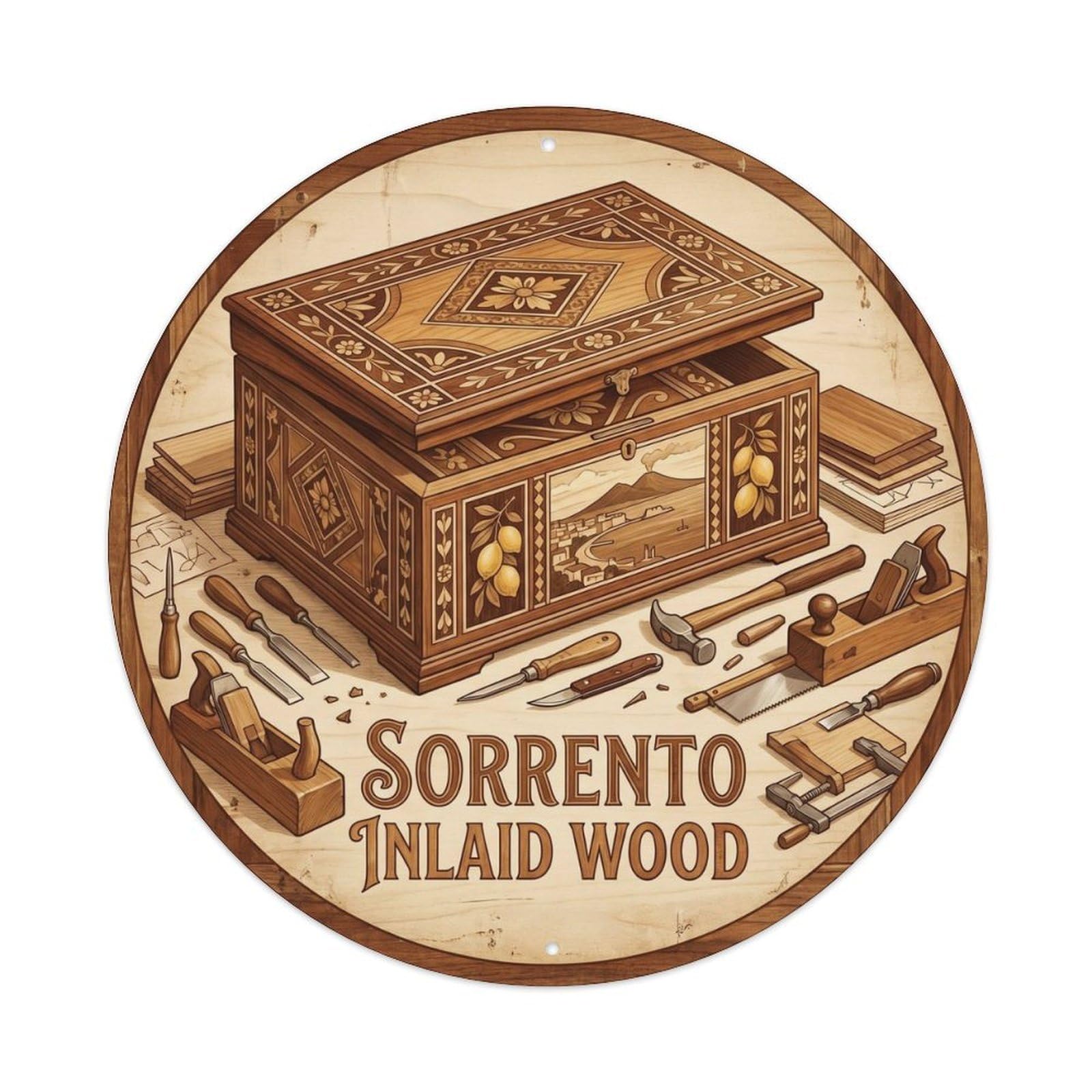 Classic Sorrento Italy Inlaid Landmark Travel Metal Tin Sign