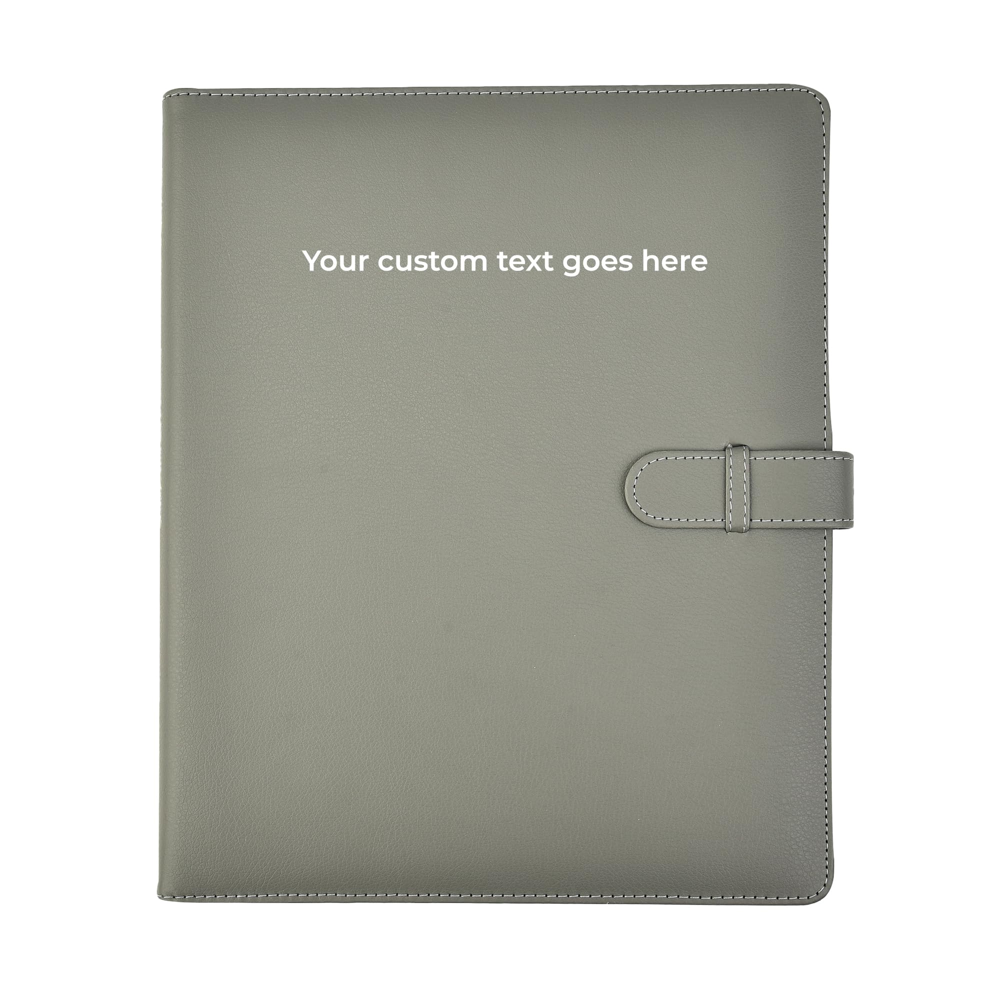 ARPAN A4 Professional Presentation Display Book – Custom Personalized Notebook, 50 Pockets for 100 Views, Certificate Folder Leather Look, Ring Binder A4 Portfolio Binder | Closure Belt (Grey)