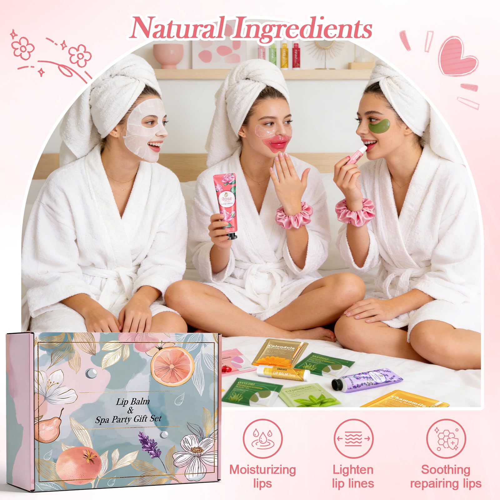 100Stück Geschenkset für Frauen Hautpflege, Beauty Skincare Set für Mädchen | Spa Party Geschenke Mit Gesichtsmasken, Handcremes, Lippenbalsam, Augenpads, Lippenmaske, Spa-Übernachtungsparty-Zubehör