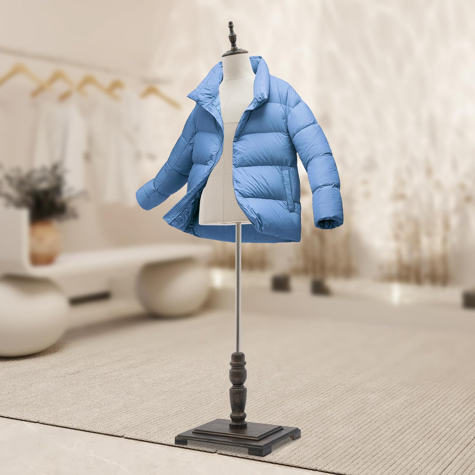 pijopang Male Mannequin, Torso Dress Form Mannequin Body with Retro Solid Wood Stand Adjustable Height 71