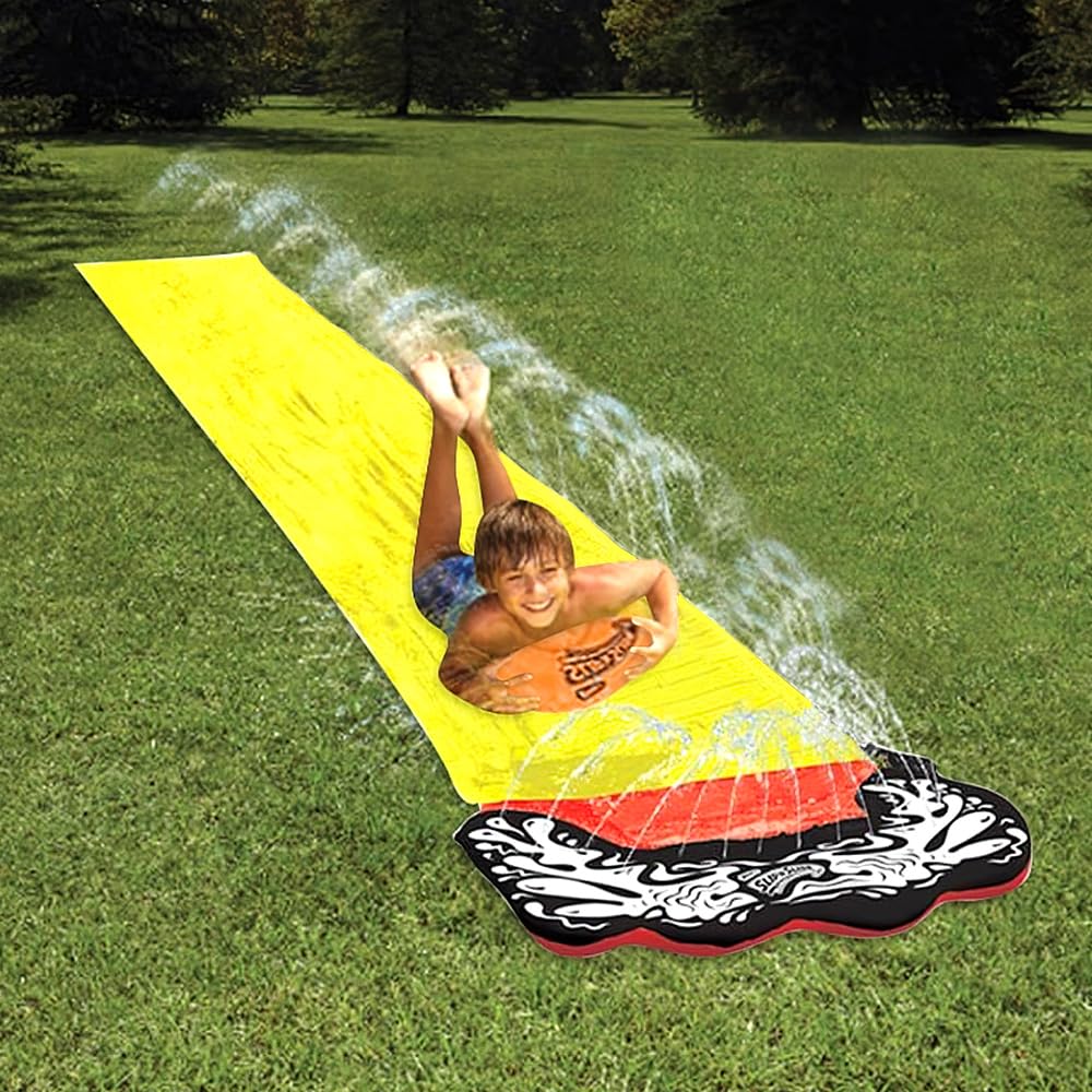 480 * 70cm Toboggan Aquatique, Toboggan pour Pelouse Double Toboggan à Eau, Tapis de Glisse Eau Enfant pour Pelouse et Jeux d'eau en Extérieur