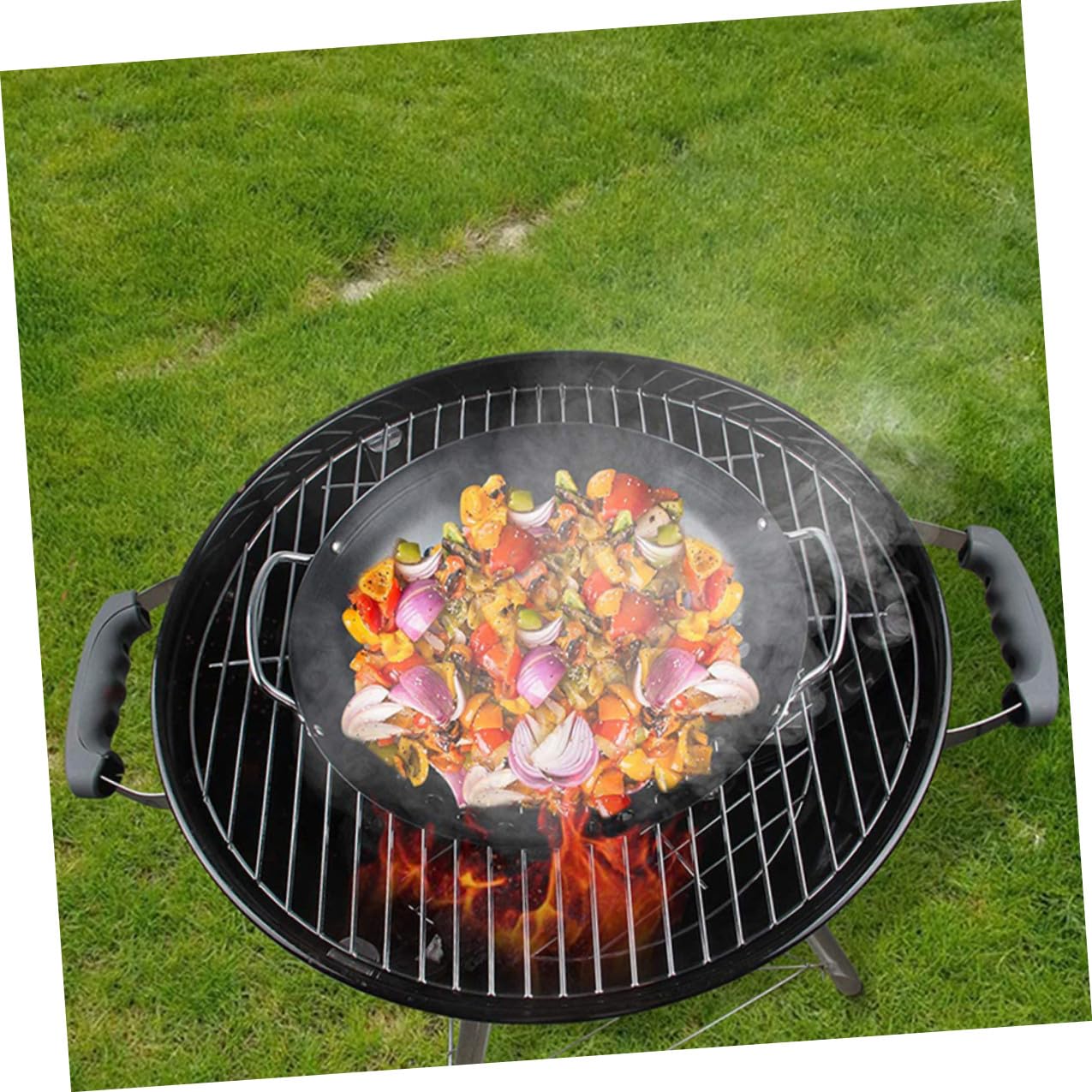 Cestello Griglia Multifunzione Antiaderente per Barbecue Doppia Impugnatura, Cestino per Grigliare Verdure Resistente e Comodo, Accessorio per Barbecue Esterno e Domestico