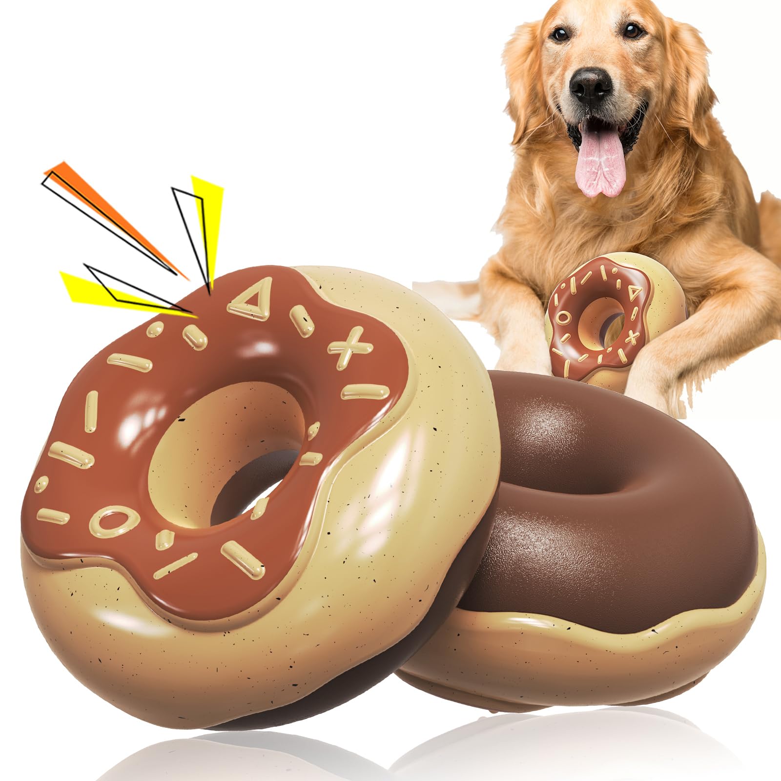 Lindo juguete de dona para perros masticadores agresivos, juguetes indestructibles chirriantes para perros con fragancia cremosa para razas medianas y grandes, juguetes masticables resistentes