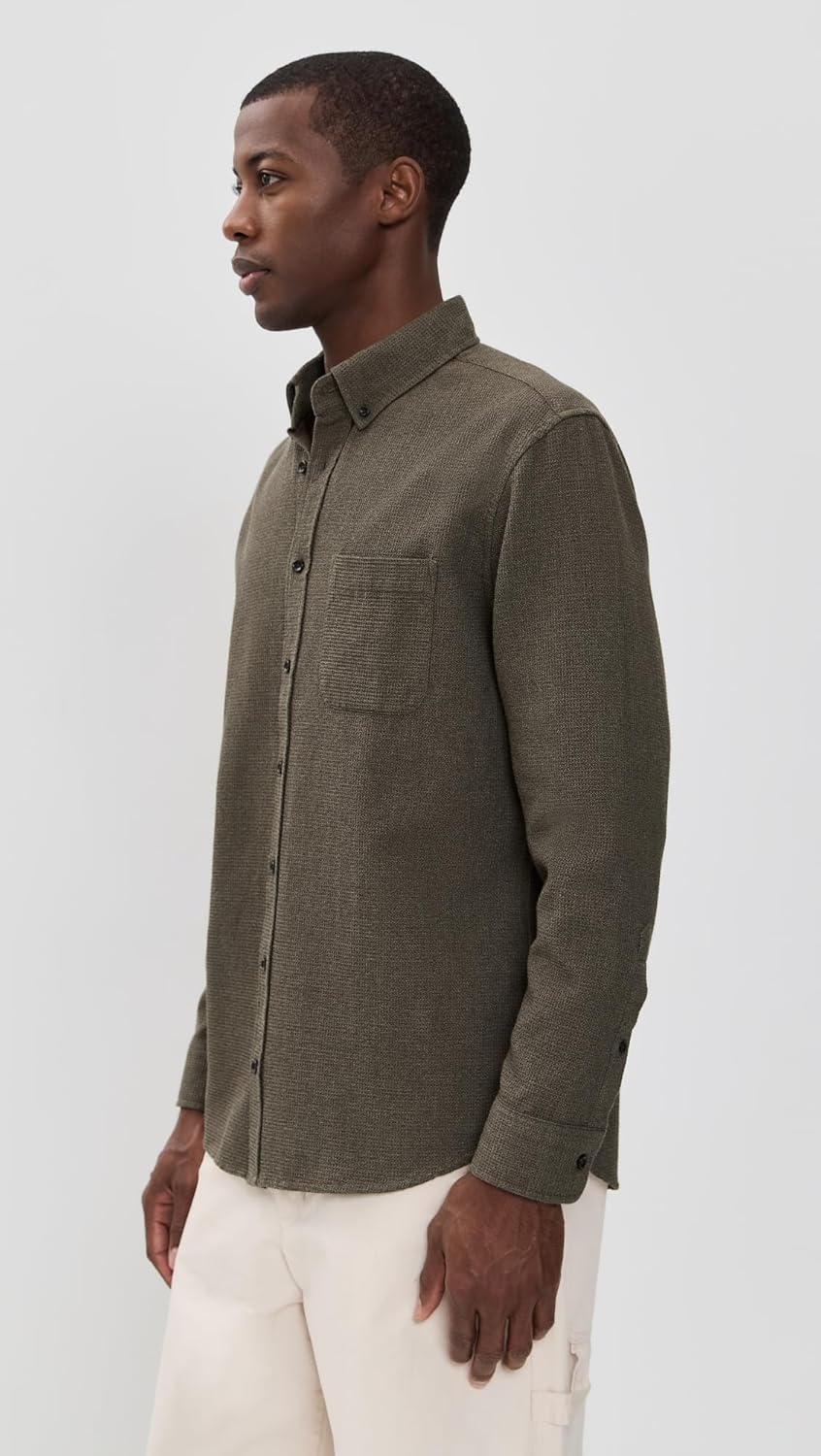 Taylor Stitch Men's The Jack Waffle Shirt, Fatigue Olive, 16" Neck - Image 5