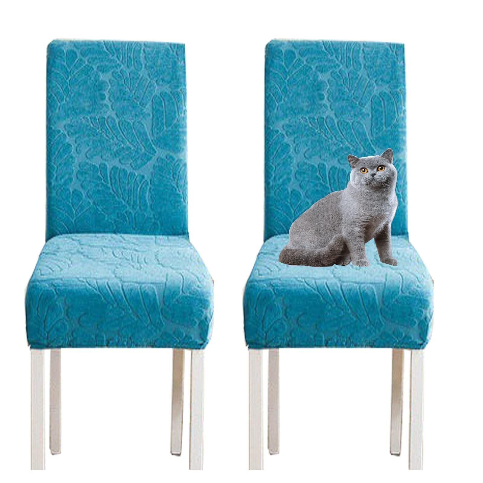 NMVAWIPT Jacquard High Back Stretch Knitted Fleece Chair Covers For Dining Room Home Wedding Banquet Hotel(13#,2pcs)