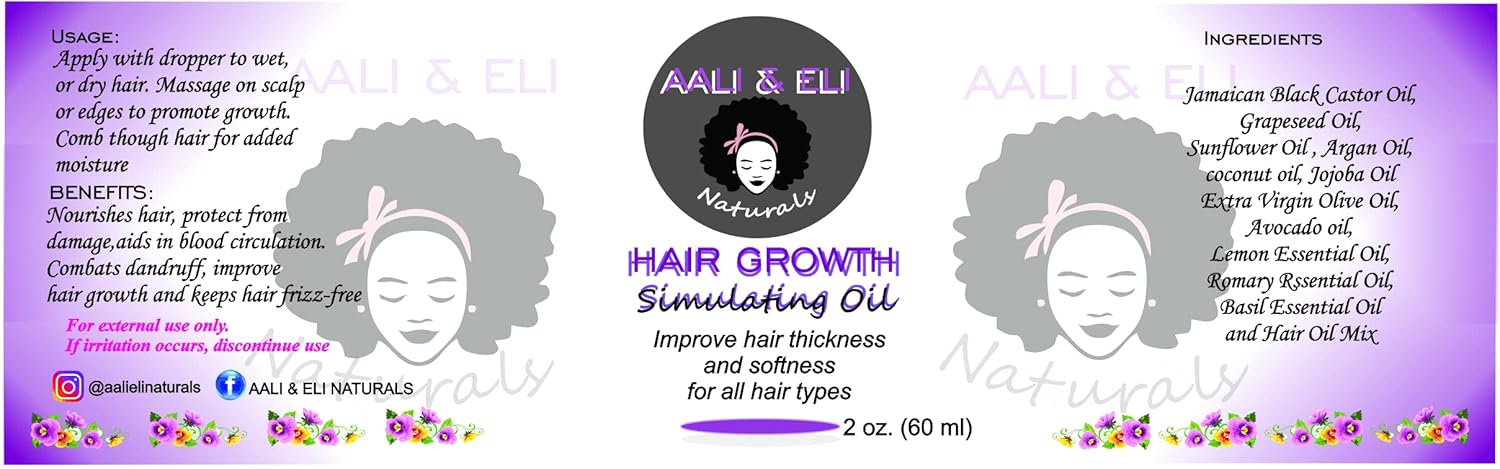 Hair Growth Stimulating Oil, Formulated with love, contains 21 herbs, organic and natural oils. For all hair types, 2 oz, 0.02 Fl Oz (Pack of 60)