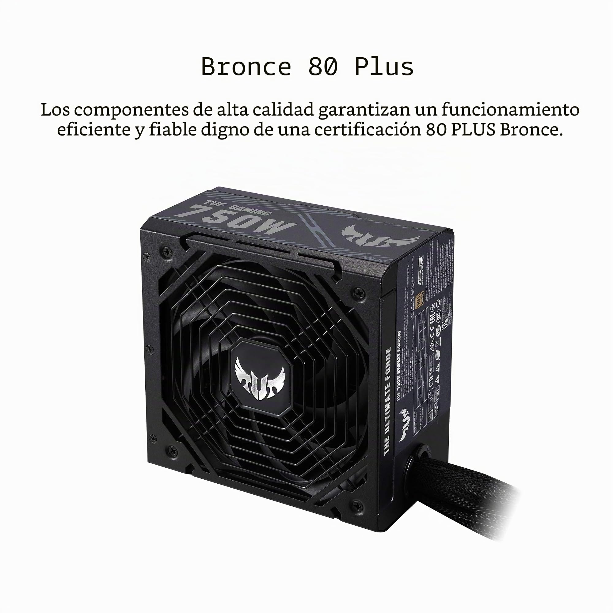 ASUS TUF-GAMING-750B - Fuente de alimentación 750W Bronze (80 Plus Bronze, Grado Militar, Doble rodamiento de Bolas, Revestimiento PCB, Axial-Tech, tecnología 0db, Cables apantallados) Negro
