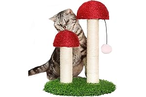 Mushroom Cat Scratching Post: Durable Sisal Kitty Scratcher with Interactive Toy