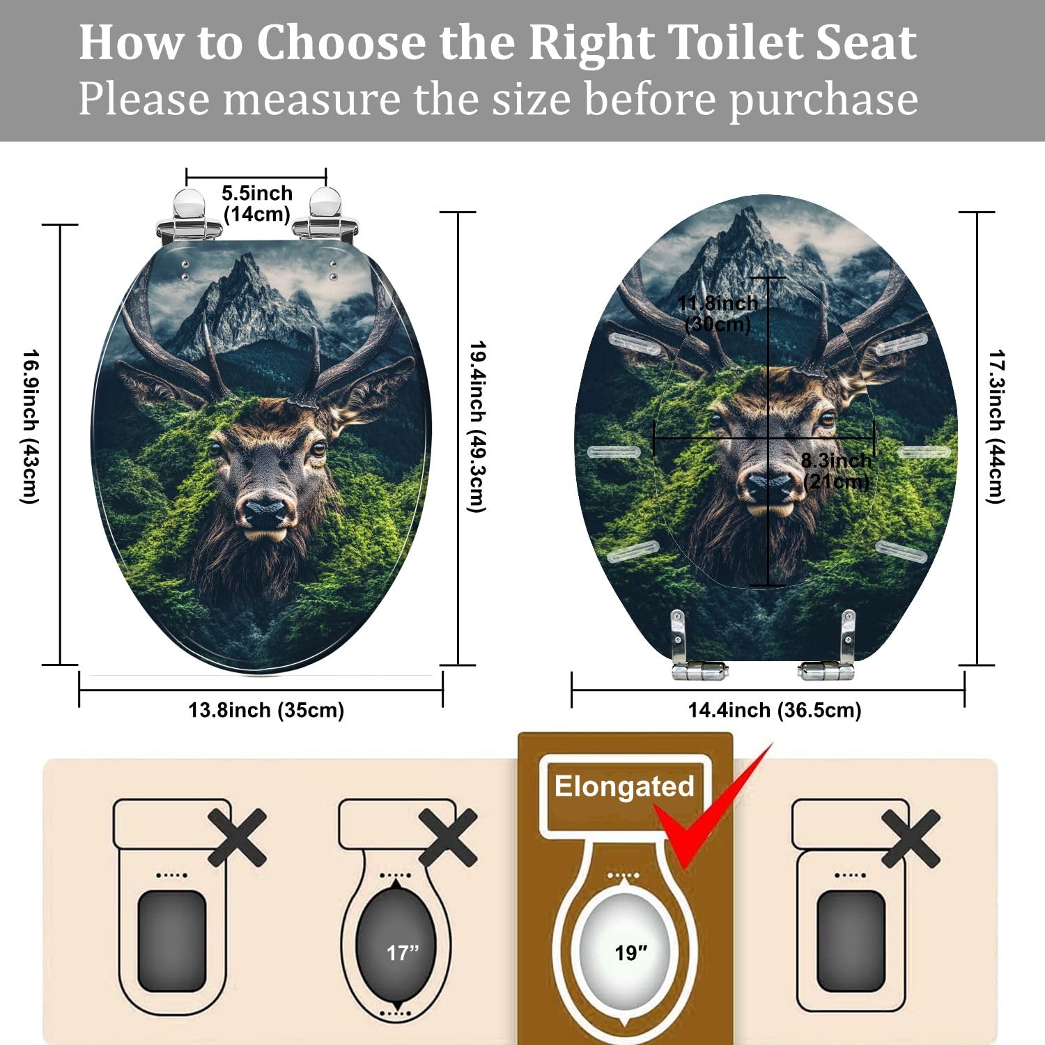 Asiento de inodoro alargado genérico para baño