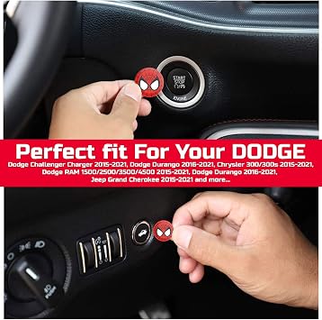 TOOLEPIC Push Start Button Cover for Dodge Challenger Charger Durango Accessories 2015-2025-Engine Start Stop Ignition Switch Kit Interior Accessory Cool Design