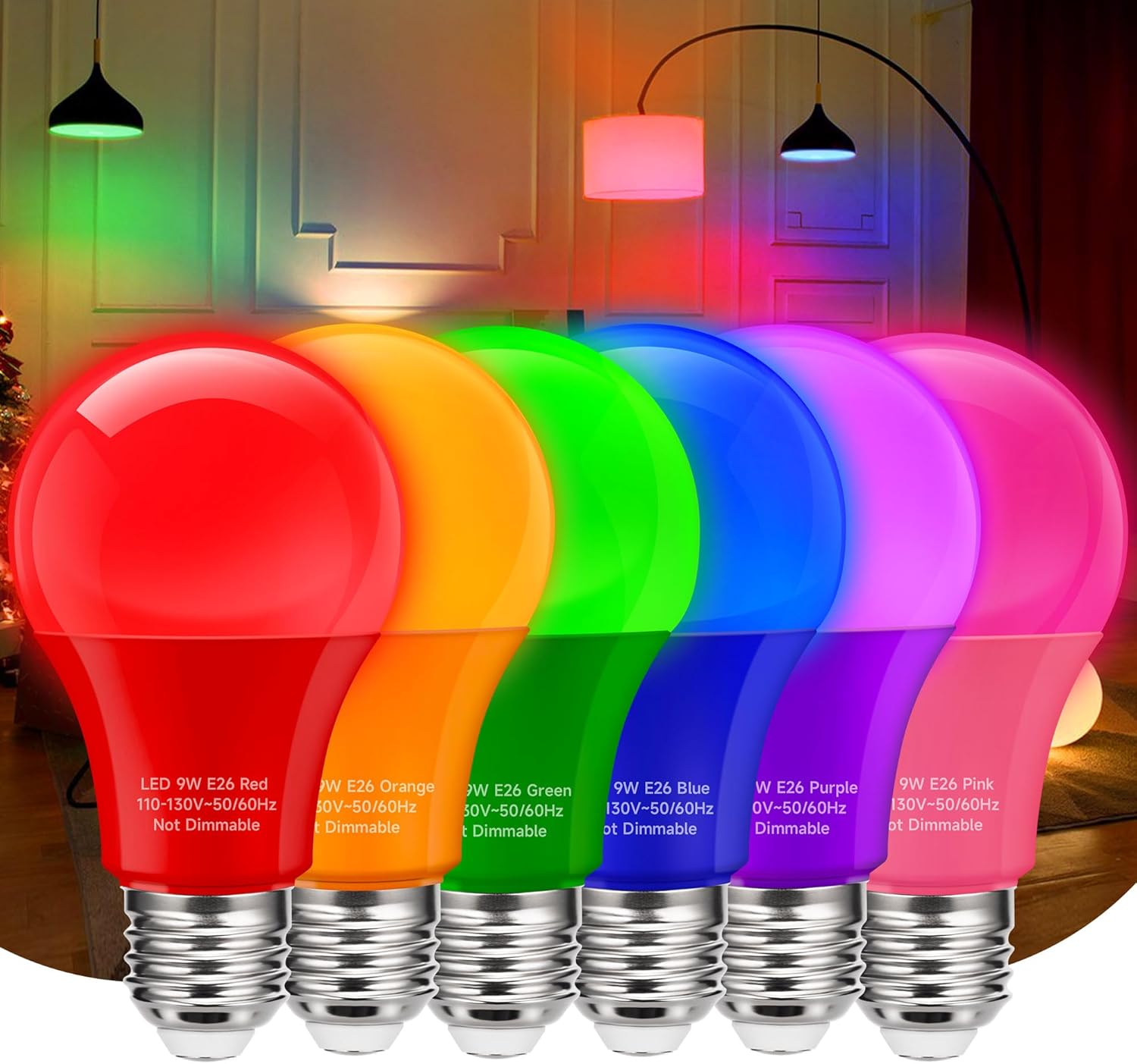 LED Light Bulbs Halloween Decorations, 9W Equivalent 60W A19 Colored