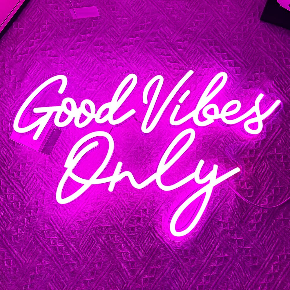 Good Vibes Only Neon Signe, Good Vibes Neon Signe Per La Décoration Murale, Belle Rose Neons Logo Per La Décoration De Chambre De Fille, FêTe, Anniversario, Matrimonio, Salone Centro Commerciale