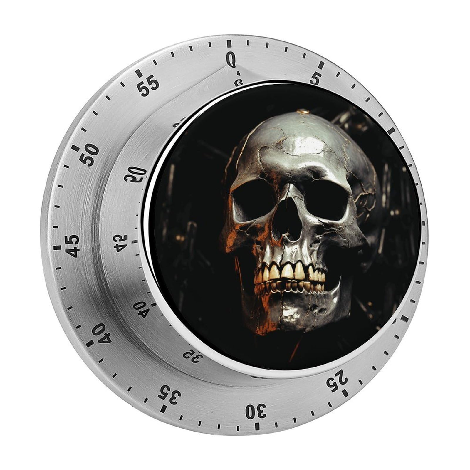 Eerie Scary Skull Timer Desk Productivity Teacher Supplies Kitchen Magnetic Countdown Mechanical Timer for Cooking, Egg, Teacher, Exercise, Oven.