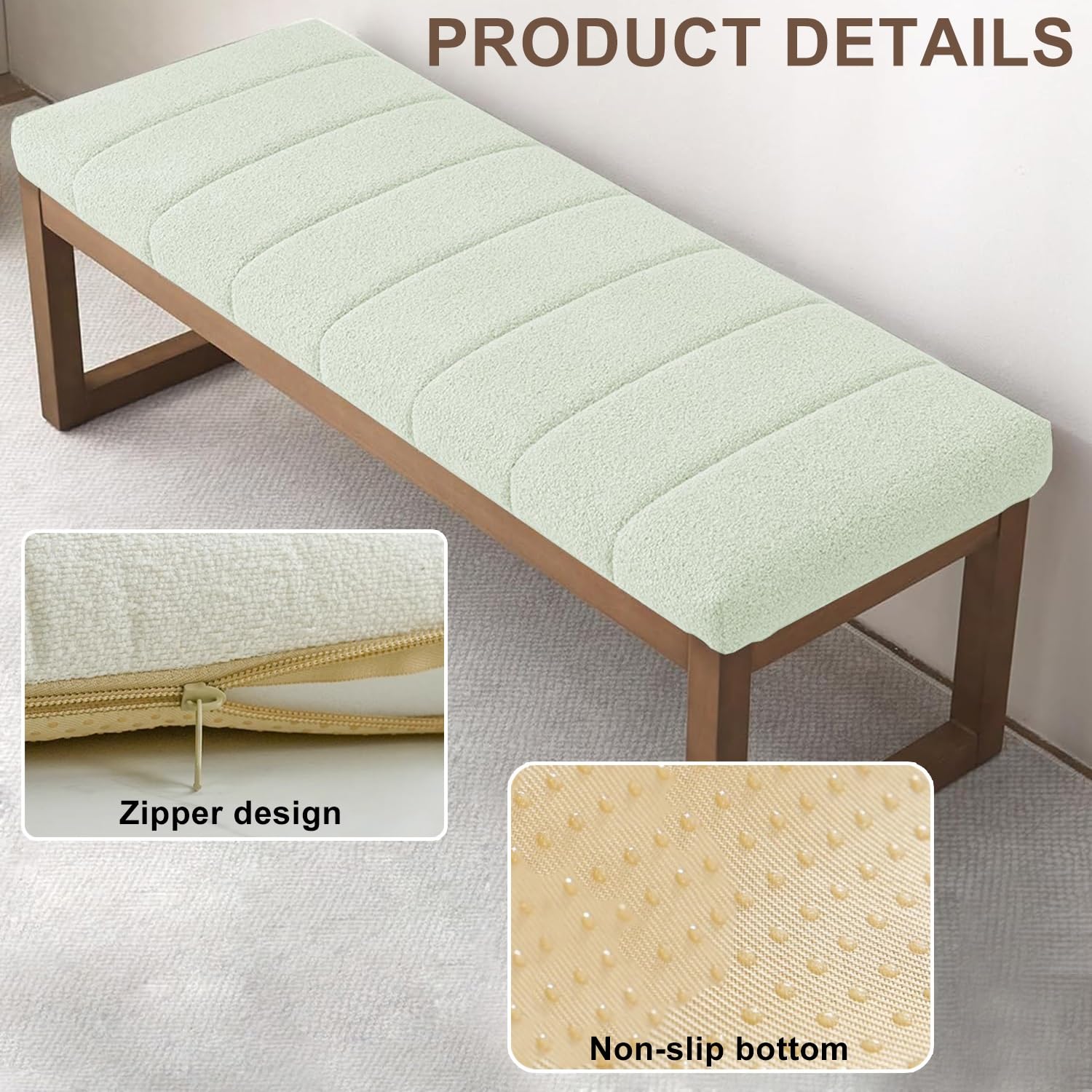 Coussin de Banc Intérieur/Extérieur 120/90/100/150/80 X 30/40/50Cm Coussin de Siège Rectangulaire pour Chaise Longue,Banc de Salle à Manger,Siège de Fenêtre,Balançoire(Beige Gray,160X30X6.5cm)