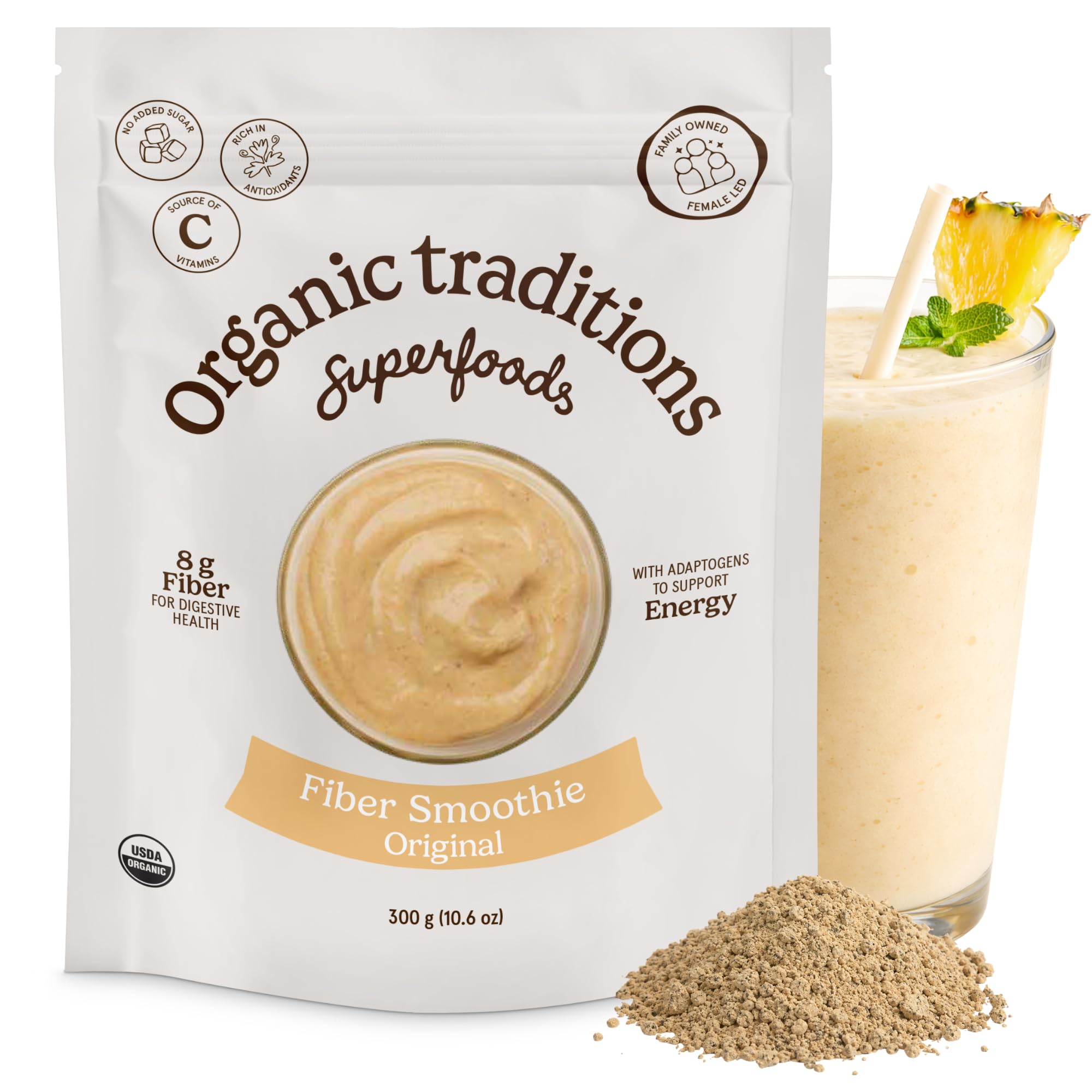Organic Traditions Suplemento de Fibras Alimentares em Pó com Chia, Linhaça, Psyllium e Acácia, 300,51 g