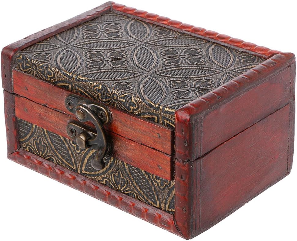 Misright Vintage Wooden Sqaure Jewelry Storage Box Trinket