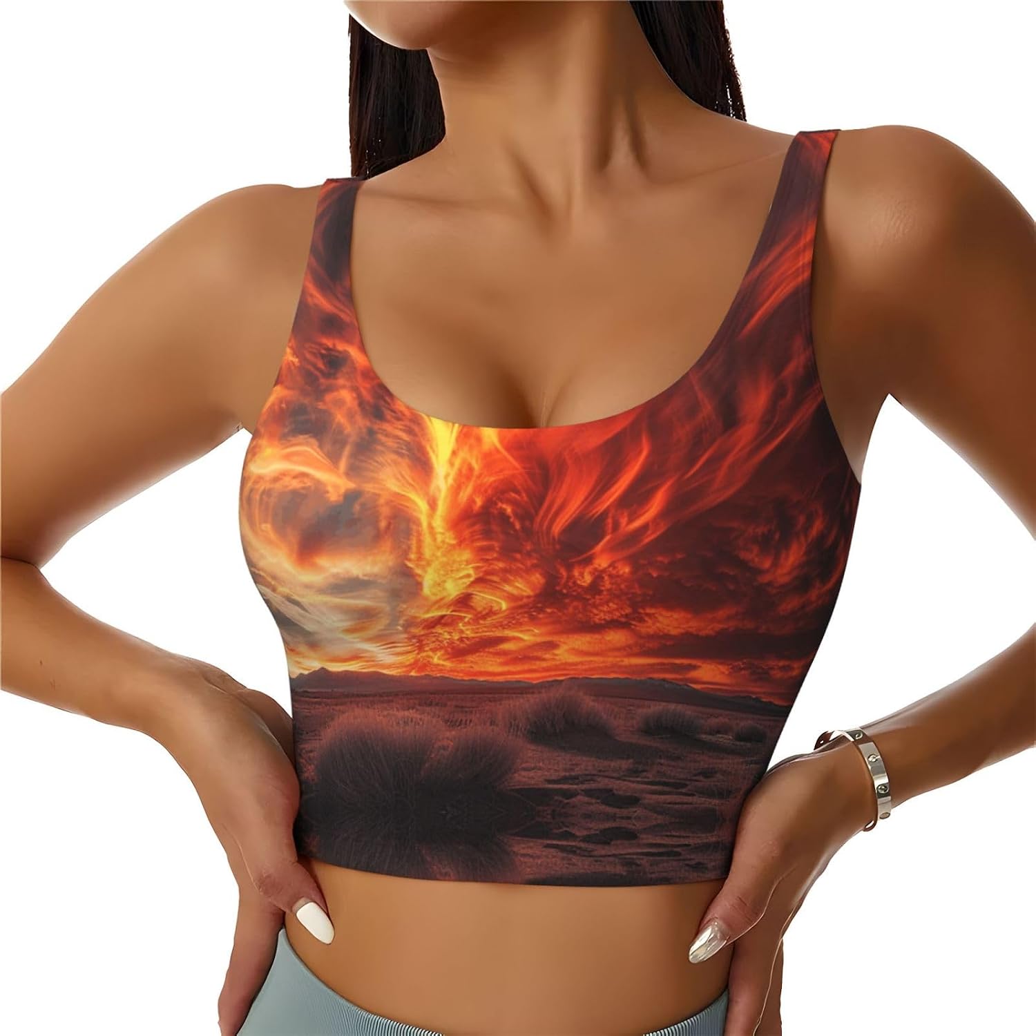 The Desert at Dawn Women's Sports Bras - High Support Workout Tops for Women