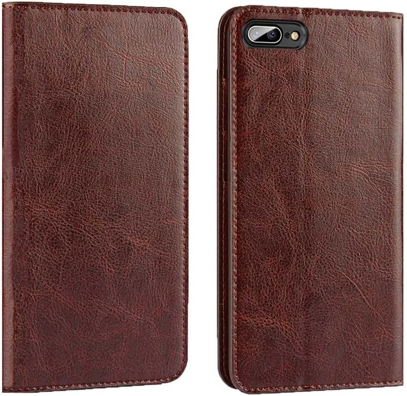 Étui portefeuille iPhone 8 Plus marron en cuir avec porte-cartes intégré
