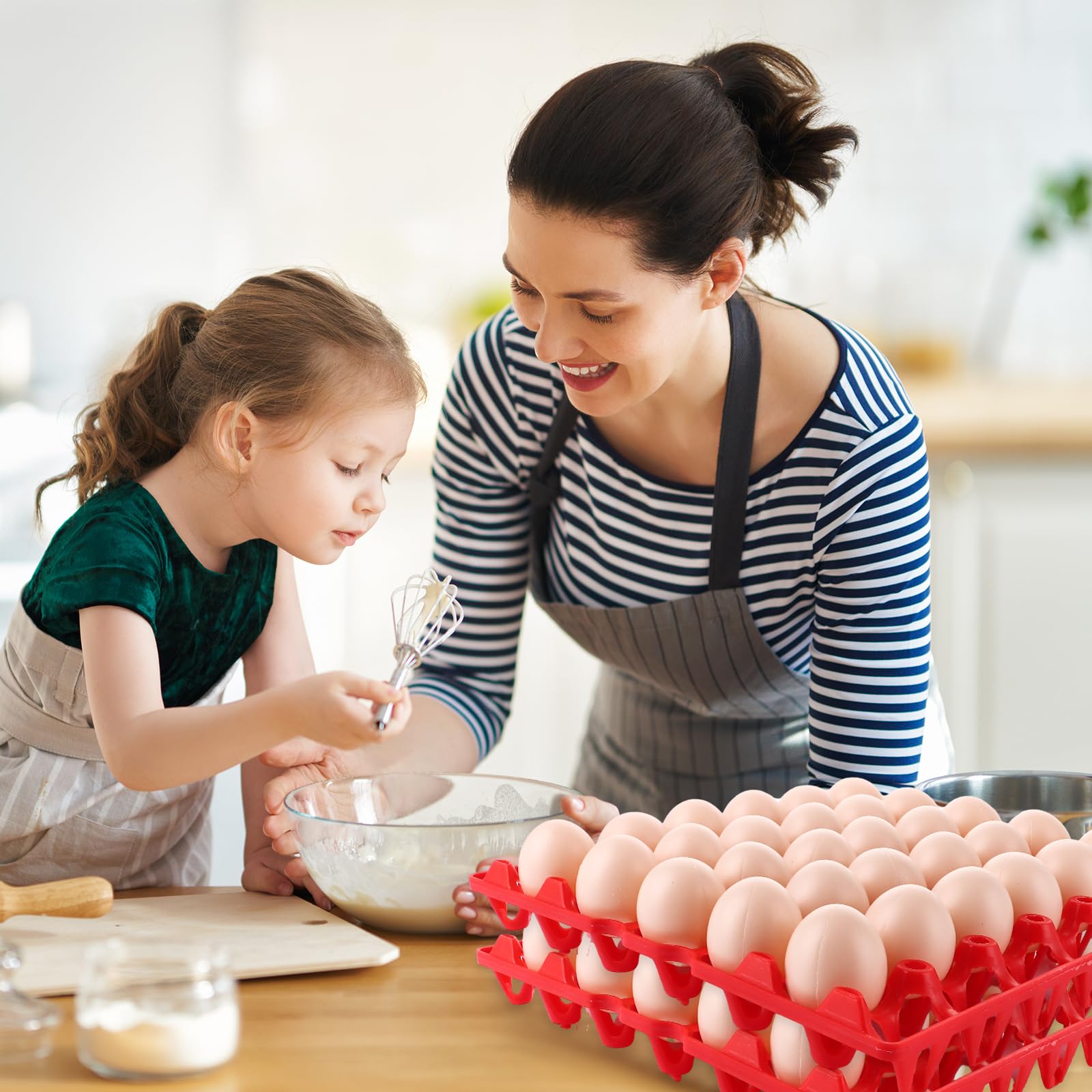 CYEER Lot de 20 Plateaux à Œufs en Plastique Rouge, Alvéoles pour 30 Œufs Empilables, Casier Lavable pour Élevage de Poules, Transport et Vente sur Marché (Capacité 600 Œufs)