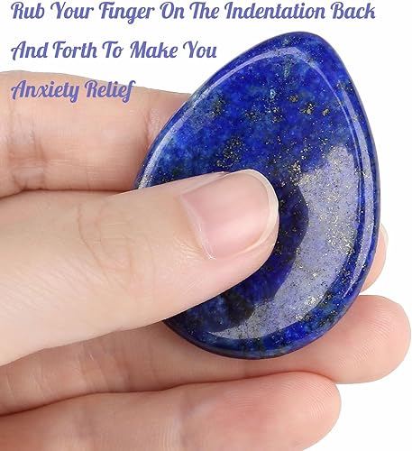 Miniatura 3 de DUQGUHO Piedra de preocupación de lapislázuli, cristales curativos naturales, piedras de preocupación del pulgar, piedras preciosas de cuarzo