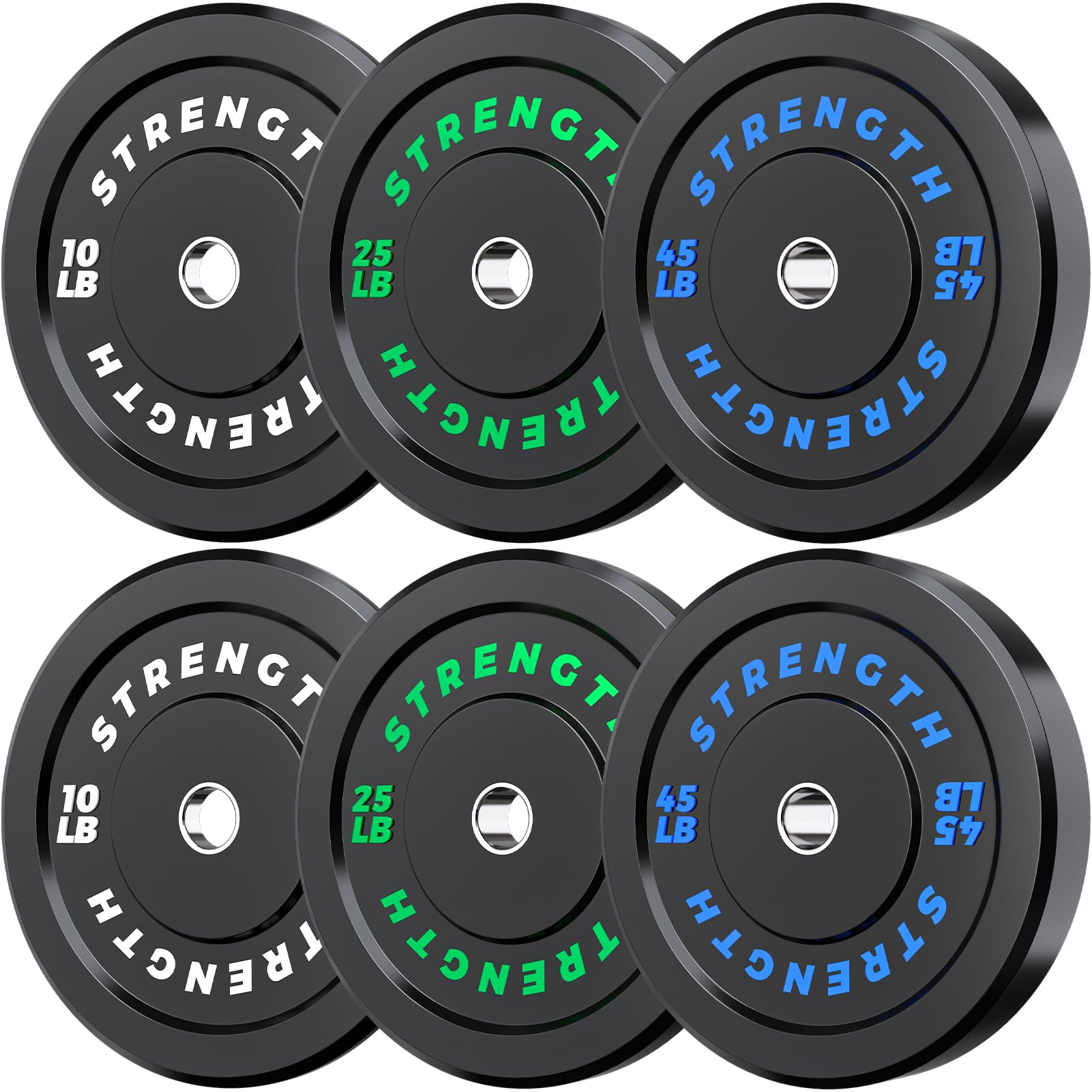 Olympic Bumper Plates Set - Virgin Rubber Weights for Strength Training 160LB-Set