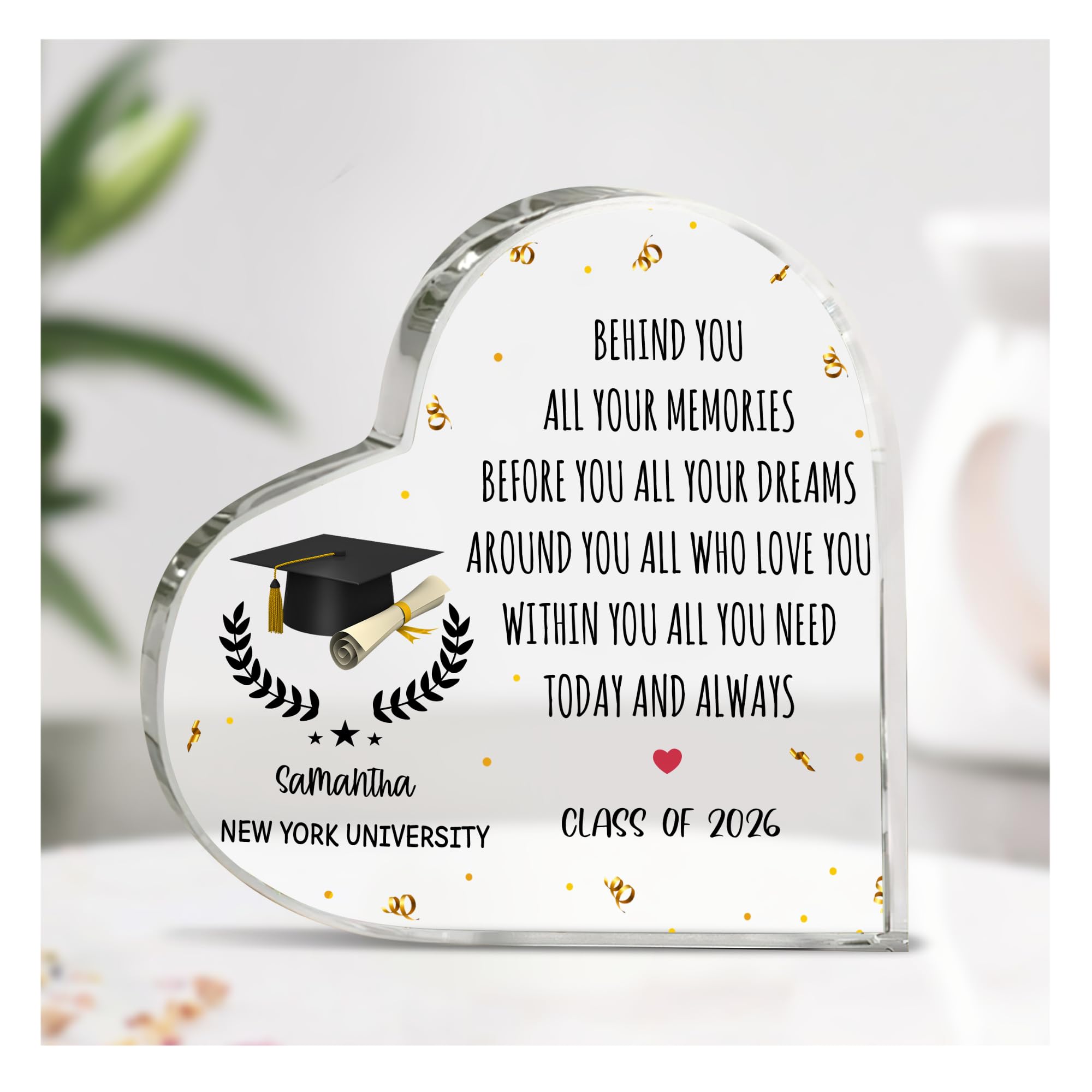Hyturtle Personalized Class of 2026 Plaque - Inspirational Graduation Gifts For Women - Senior 2026 Gifts For Her - College Grad Gifts - Graduate Gift