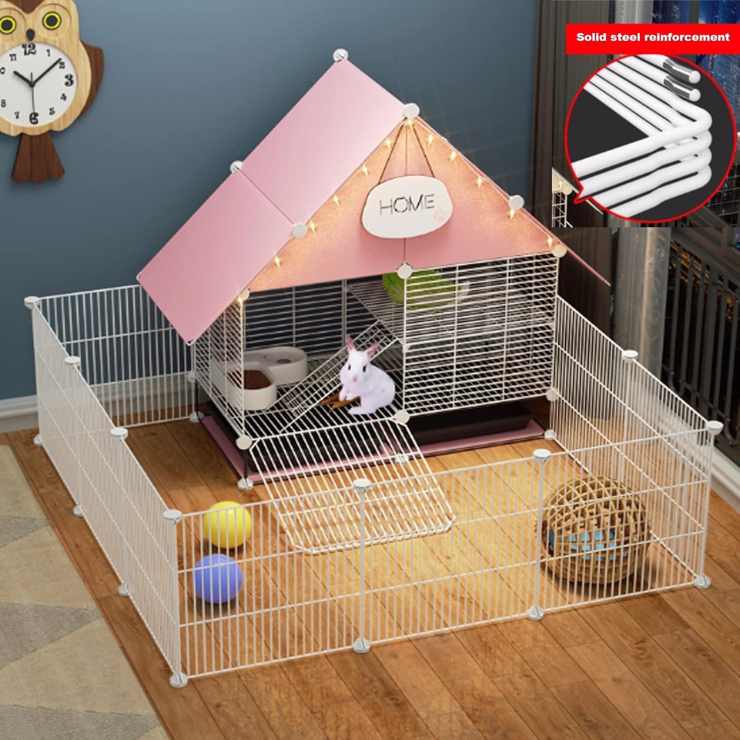 2-stöckiger Kaninchenkäfig Indoor-kaninchenstall Mit 2 Tiefen Ausziehbaren Tabletts Kleintiere Outdoor-haustierhaus Mit Wasserdichtem Dach Für Frettchen, Chihilla, Igel, White, 75 * 111 * 92cm