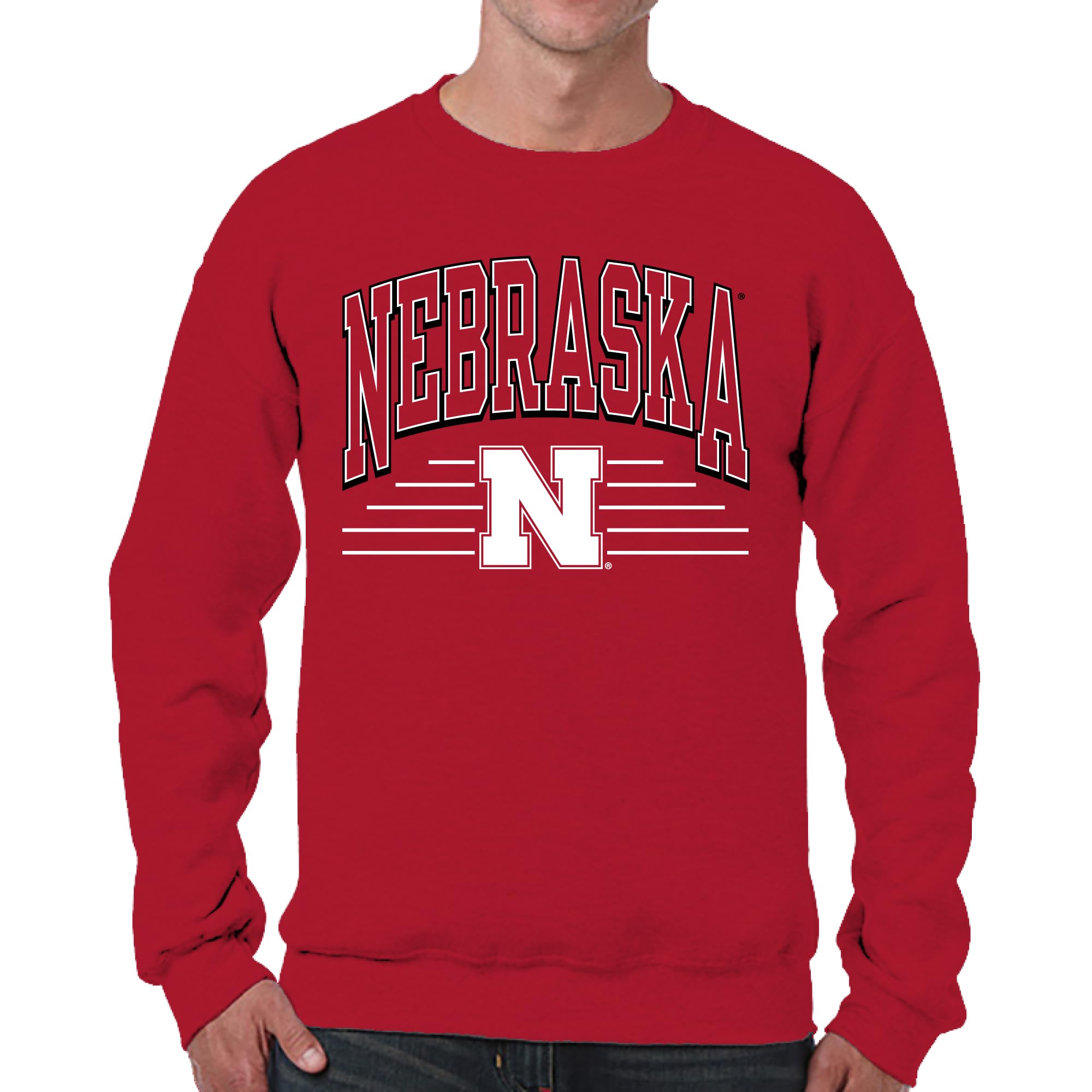 Campus Colors NCAA Adult Unisex Overtime Classics Crewneck Fleece Sweatshirt, Cozy Cotton Poly Blend, Timeless Design, Red, Medium โ image 1