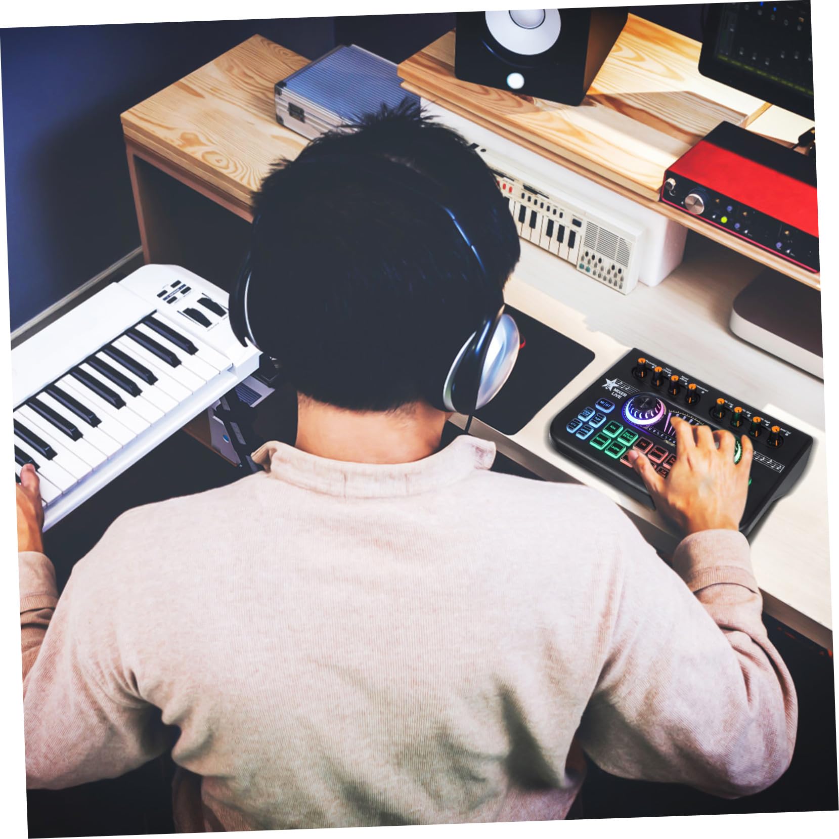 Alipis Kit De Equipo Para Podcast Profesional Con Micrófono Doble y Tarjeta De Sonido Grabación De Música Transmisión y Podcasting Estudios