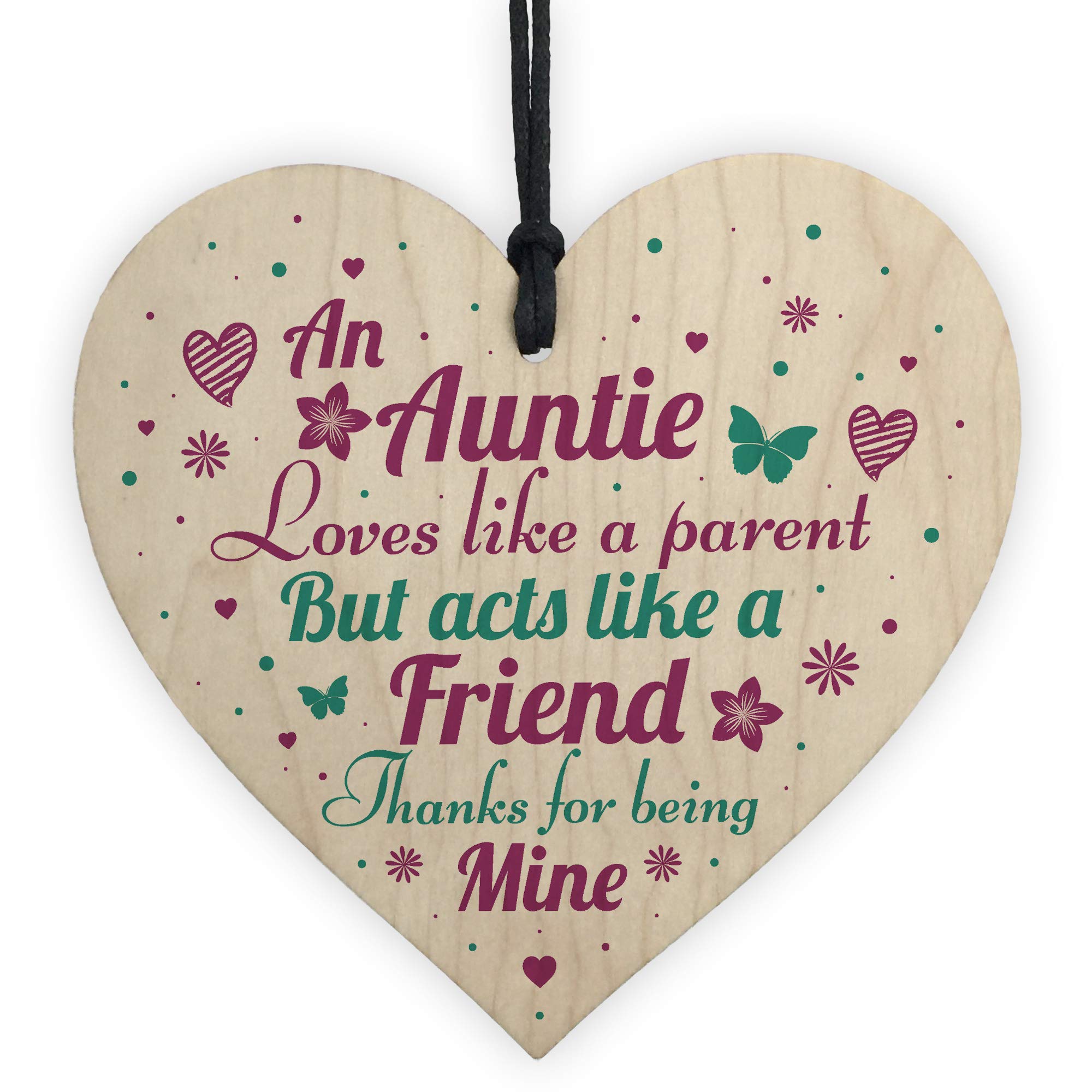Red Ocean Auntie Gifts Friendship Sister Gifts Handmade Wooden Heart Sign Plaque Gift For Birthday Christmas