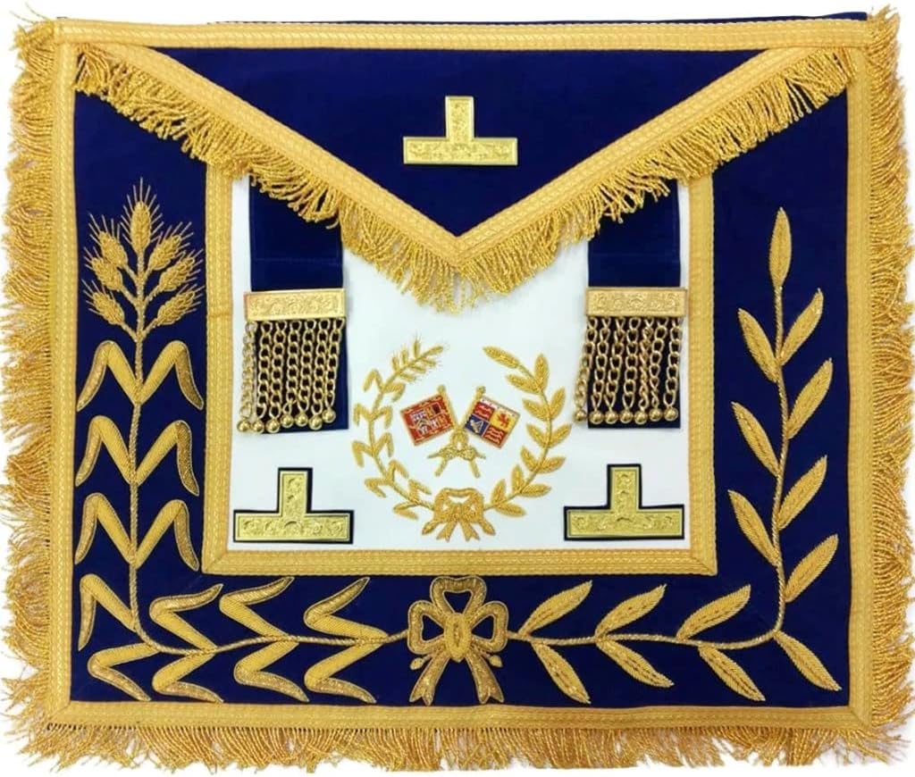 BRICKS MASONS Grand Standard Bearer Craft English Regulation Apron - Royal Blue
