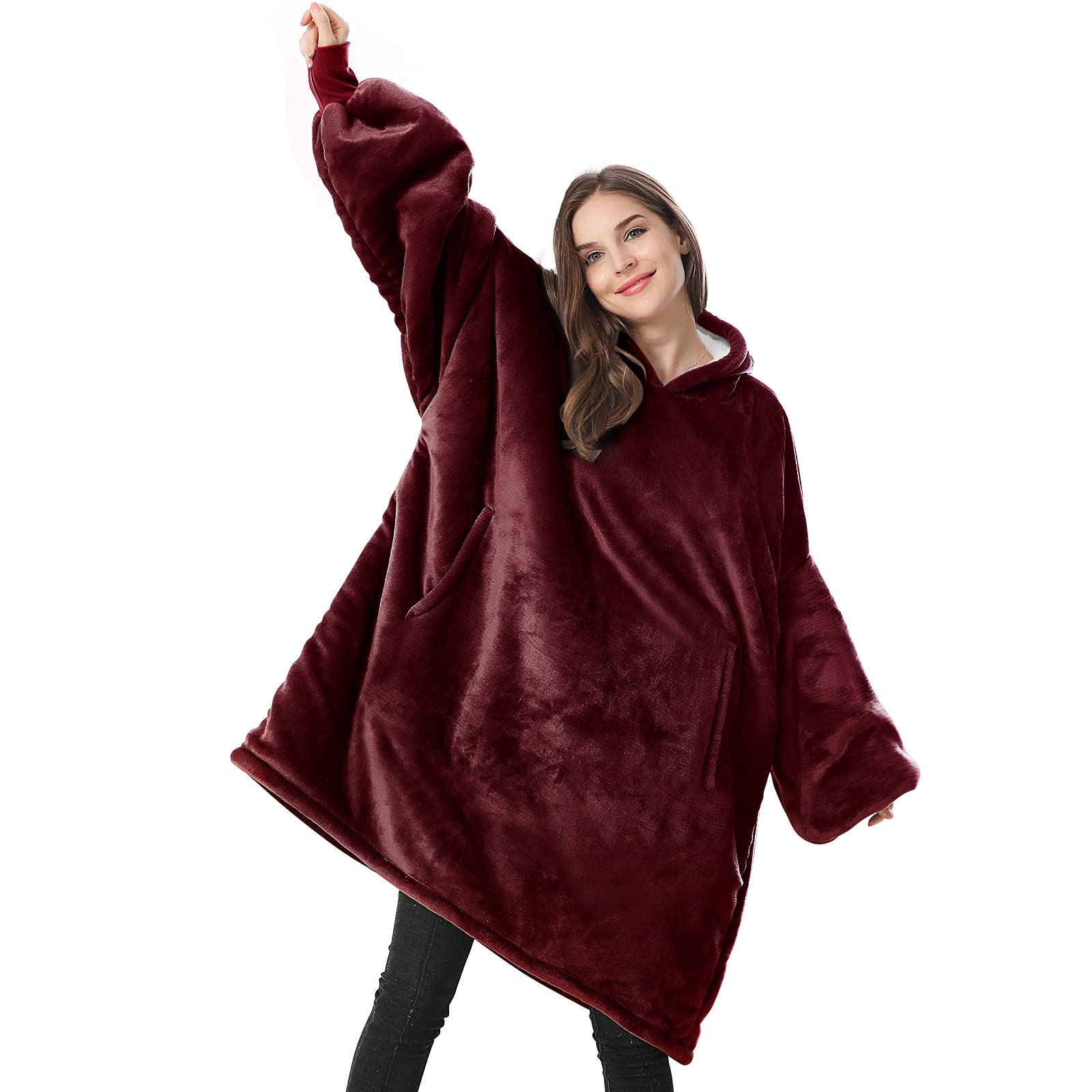 Wearable Blanket,Oversized Hoodie,Blanket Hoodie, w/ Cozy Warm Soft,Unisex Sherpa Blanket, Oversized Sweatshirt Size Fits All, Venustas Wearable Blanket Hoodie for Men & Women,Sherpa Wearable Blanket