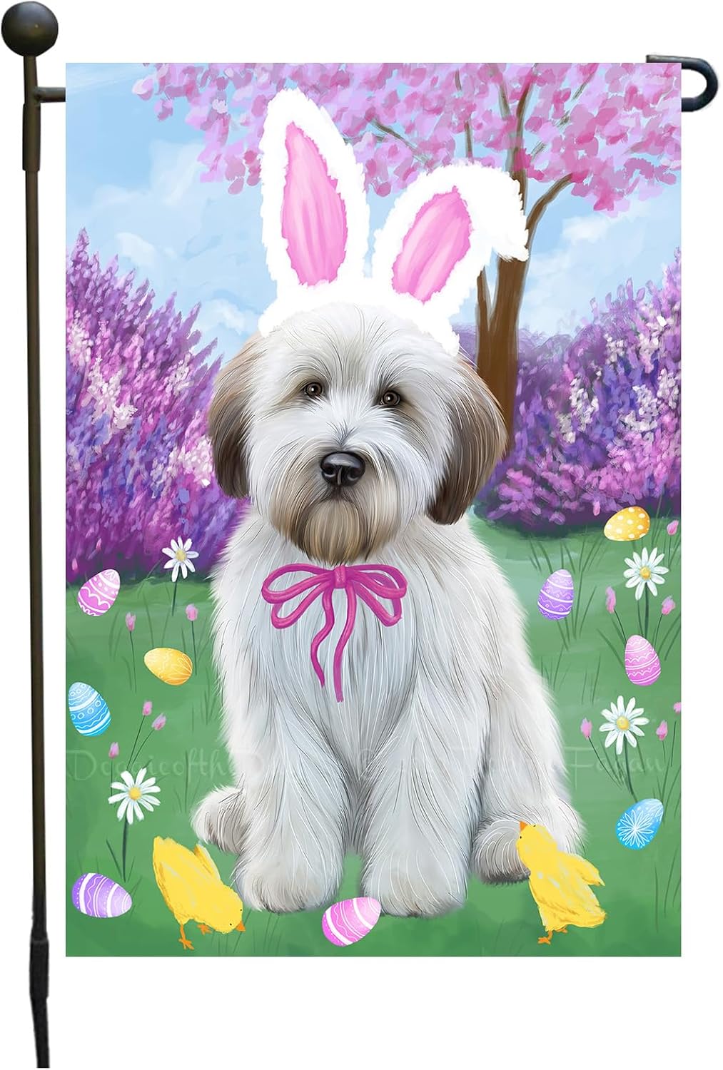 Wheaten Terrier Easter Day Festive Design Garden Flags for Outdoor Decorations - Double Sided Yard Lawn Banner - Spring Gifts for Pet Lover 12 1/2"w x 18"h - Puppy-3