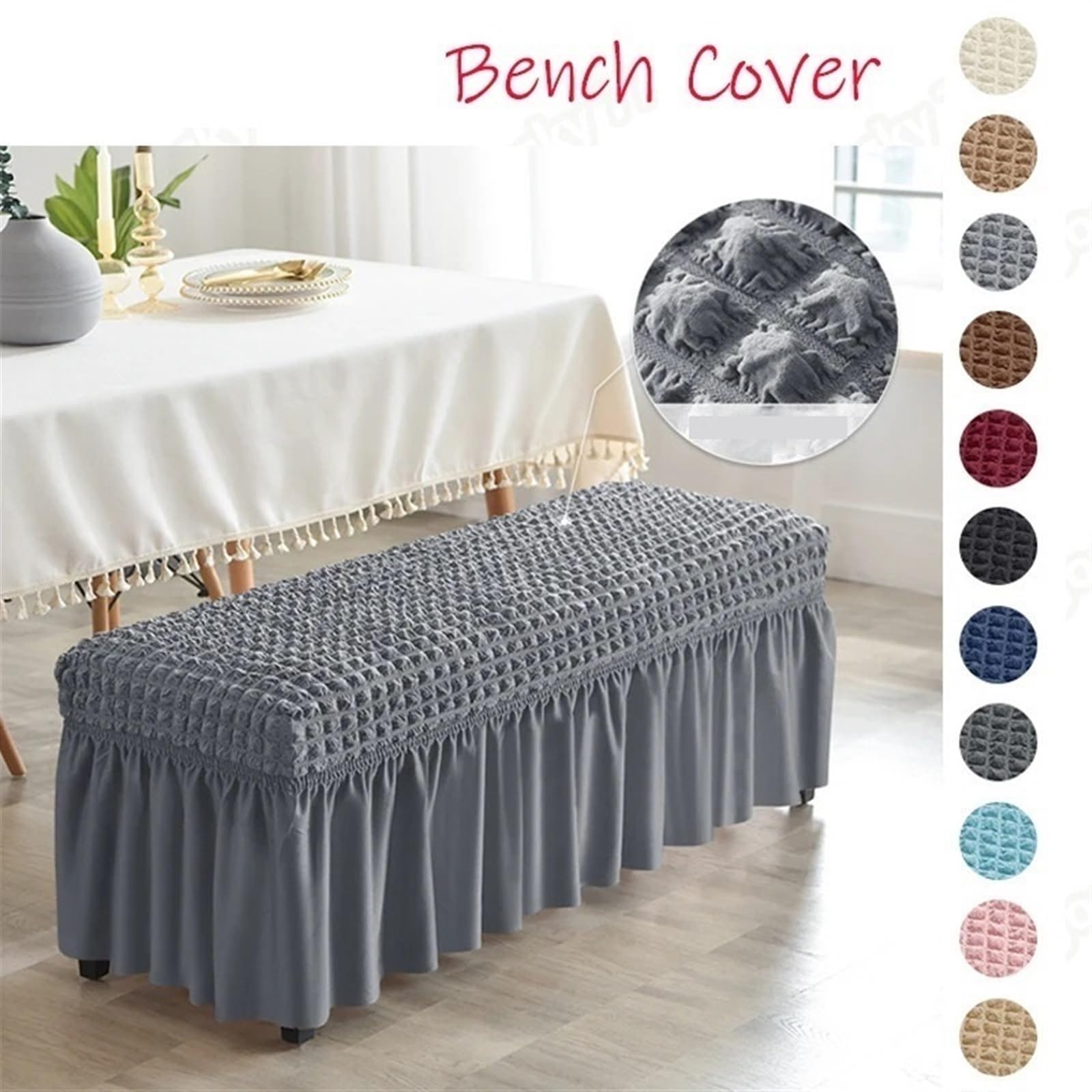 Coprisedili lunghi, in tessuto elasticizzato, universale, lavabile, decorativo, per soggiorno, casa, sala da pranzo, camera da letto, pianoforte (beige, S, 22 x 19 x 6 cm)