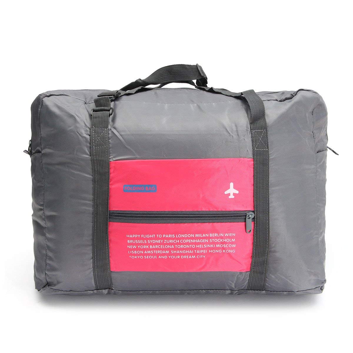 Heria Portable Large Capacity Folding Travel Bag Happy Flight Foldable Big Easy Carry On Luggage Packing Duffle Handbag Foldable Super Lightweight Storage Luggage Bag for Travel Camping