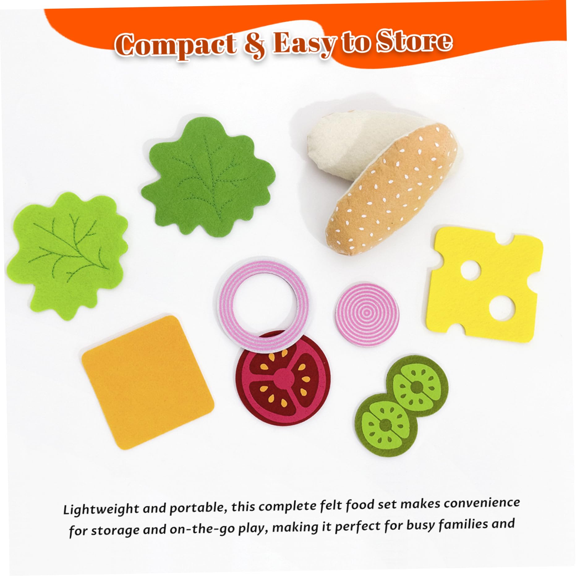 Tsawntd 10 unids/Set Comida de Juguete de Fieltro, Hamburguesa, sándwich, Juguete apilable con Carne, Verduras, Comida para Juego imitación para