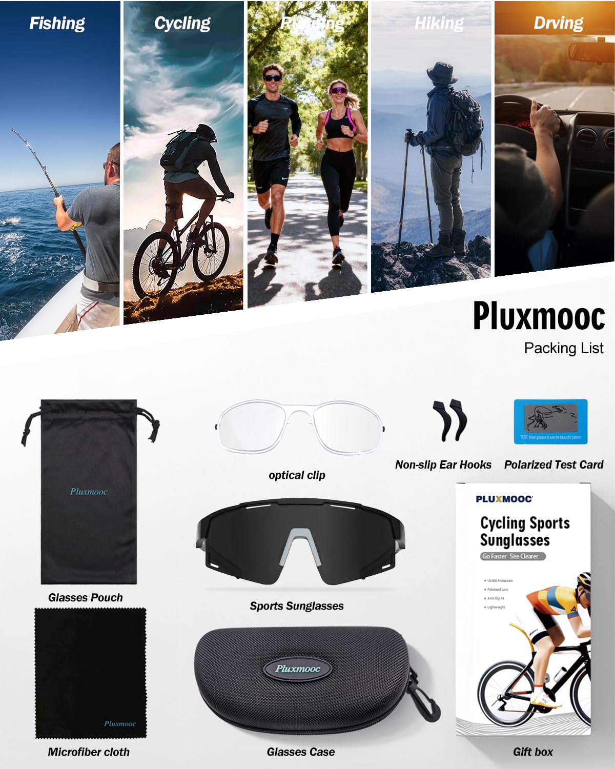 Occhiali da sole polarizzati da corsa per donne e uomini, ciclismo, sport, per escursionismo, pesca, moto, protezione UV
