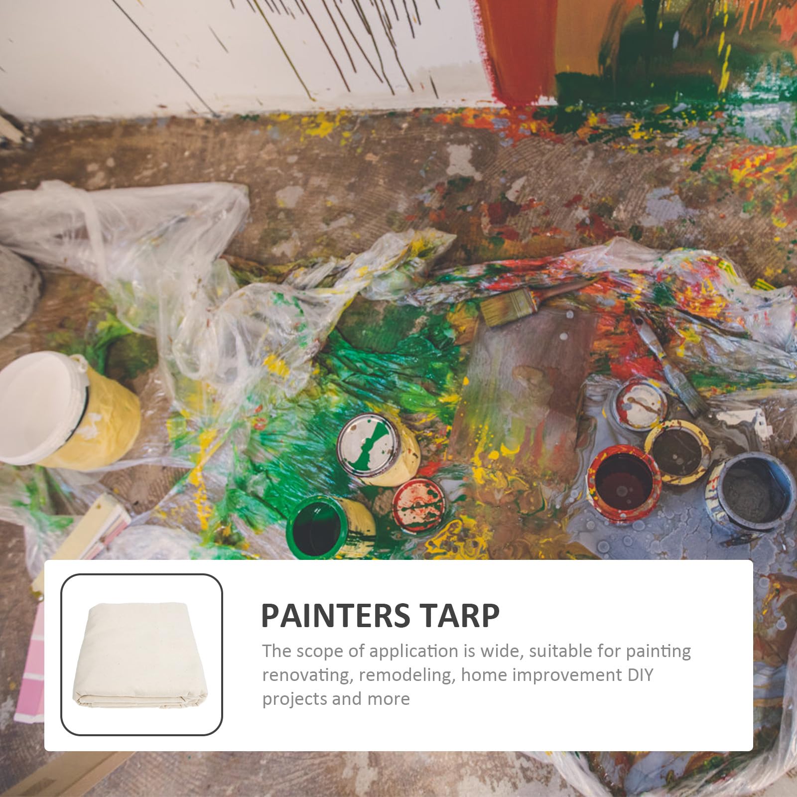 STOBAZA Telo in Cotone Beige per Pittura, Lavabile e Riutilizzabile, Protezione per Pavimenti e Mobili, per Progetti Fai-da-te di Pittura e Miglioramento Casa