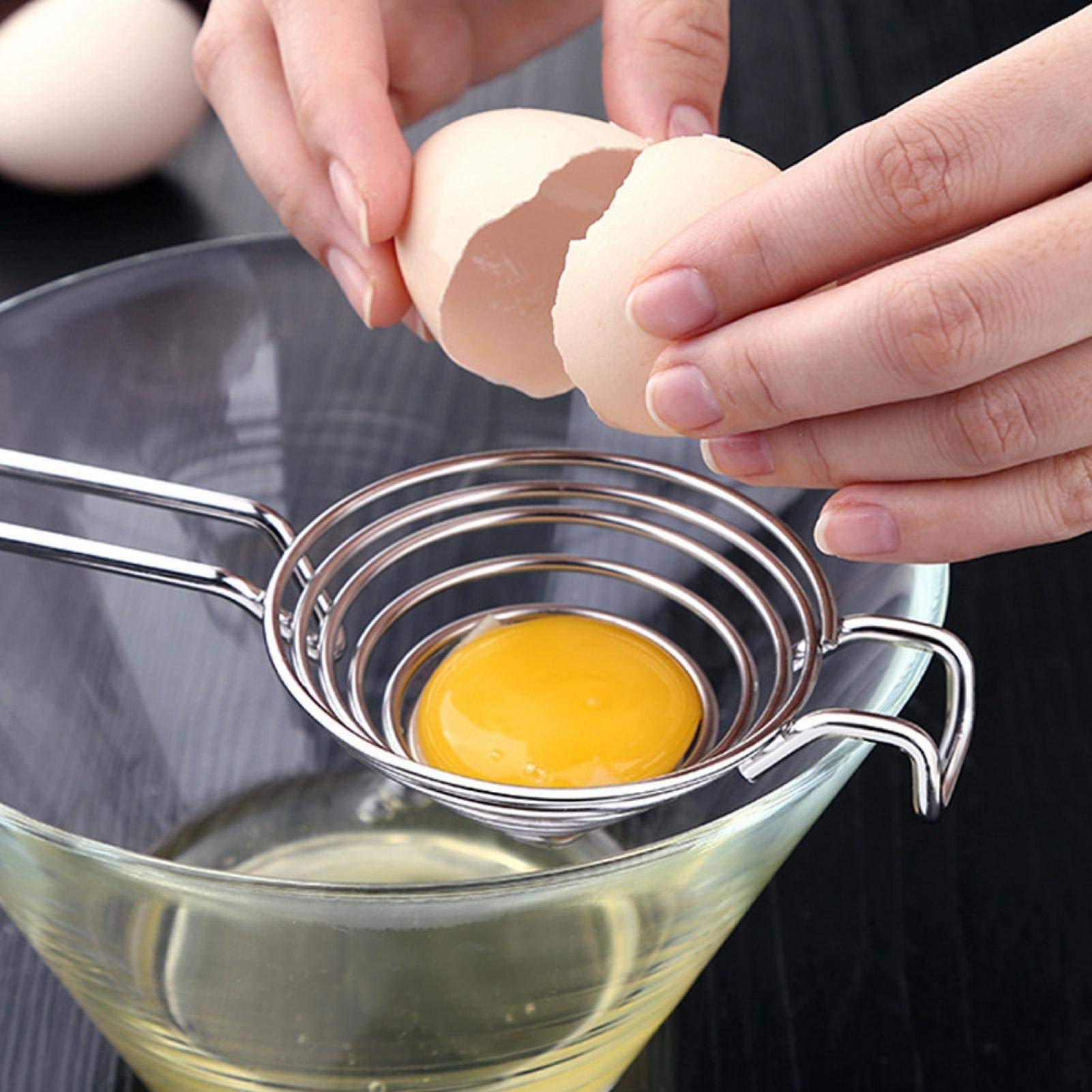 Stainless Steel Egg Yolk White Separator with Length Handle Kitchen Baking Tool