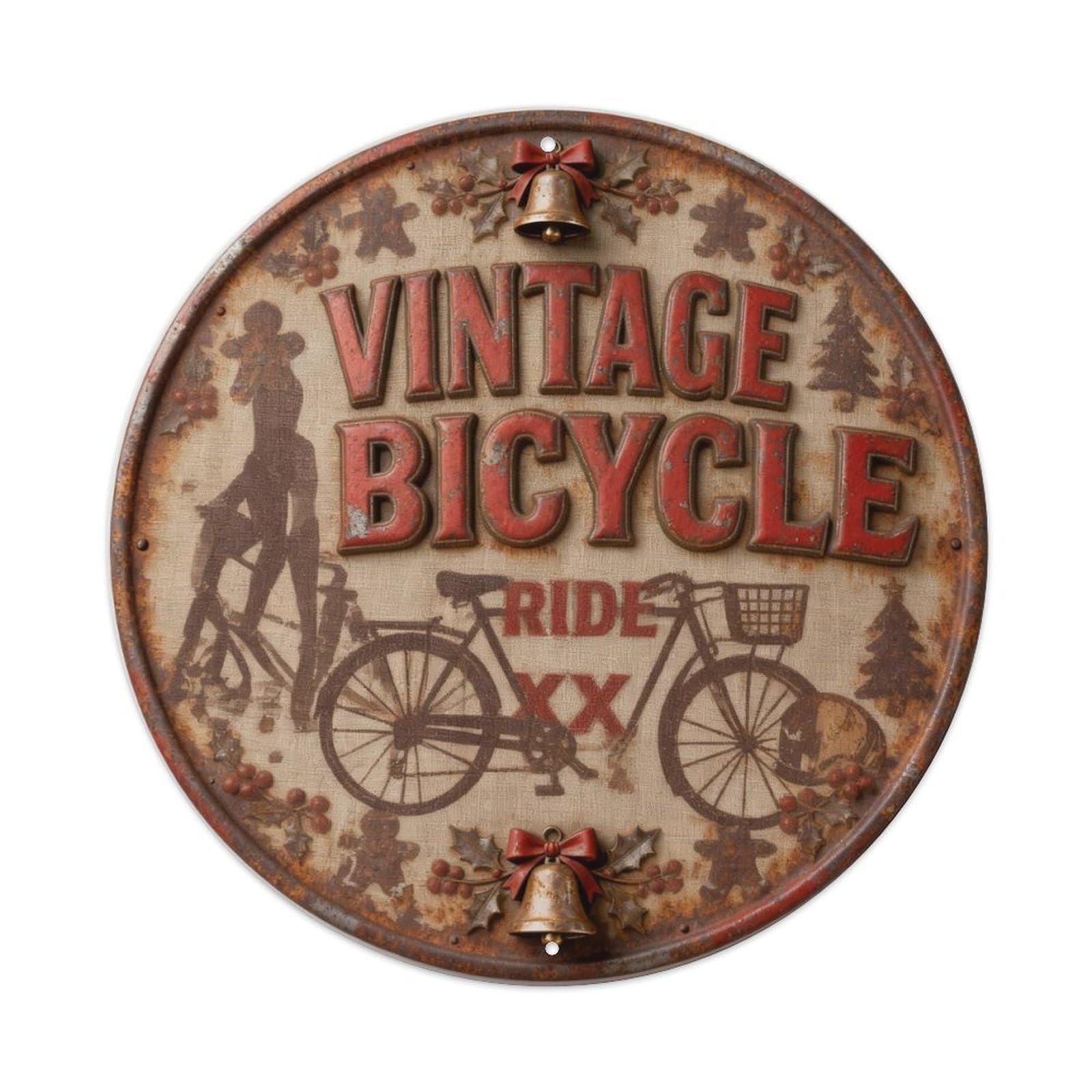 VINTAGE BICYCLE RIDE THE TOWN Metal Tin Sign Plaque