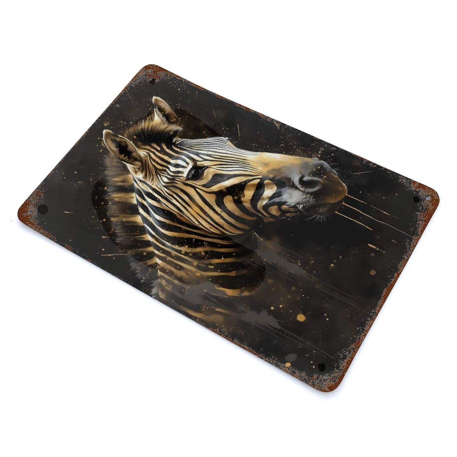 Zebra Mystical Beings Weathered Tin Sign 11.8"x7.9", Classic Wall Plaque for Garage, Bar And Workshop Decor