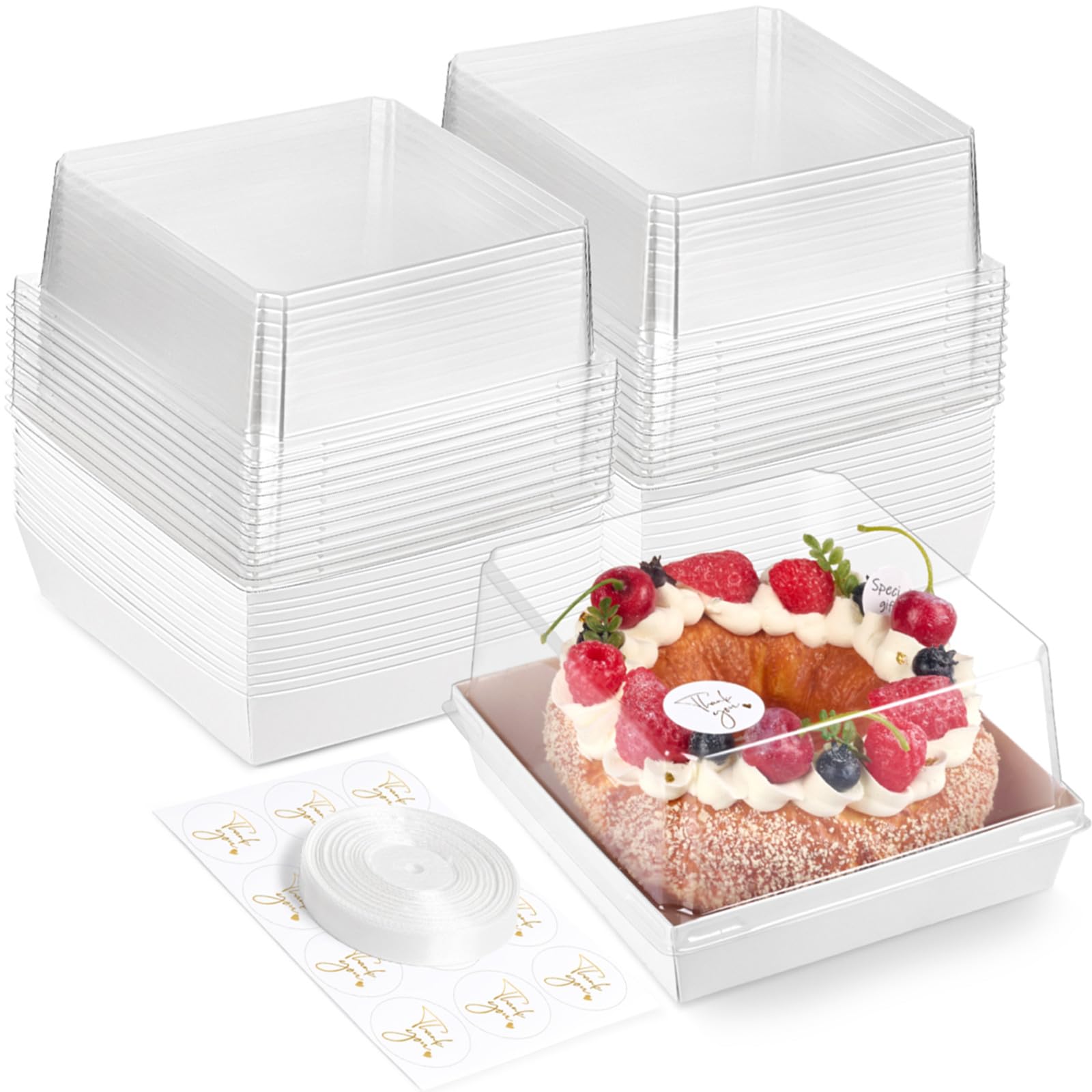 Amazon.com: Ocmoiy 7x7x4 Inches White Paper Cake Boxes with Clear