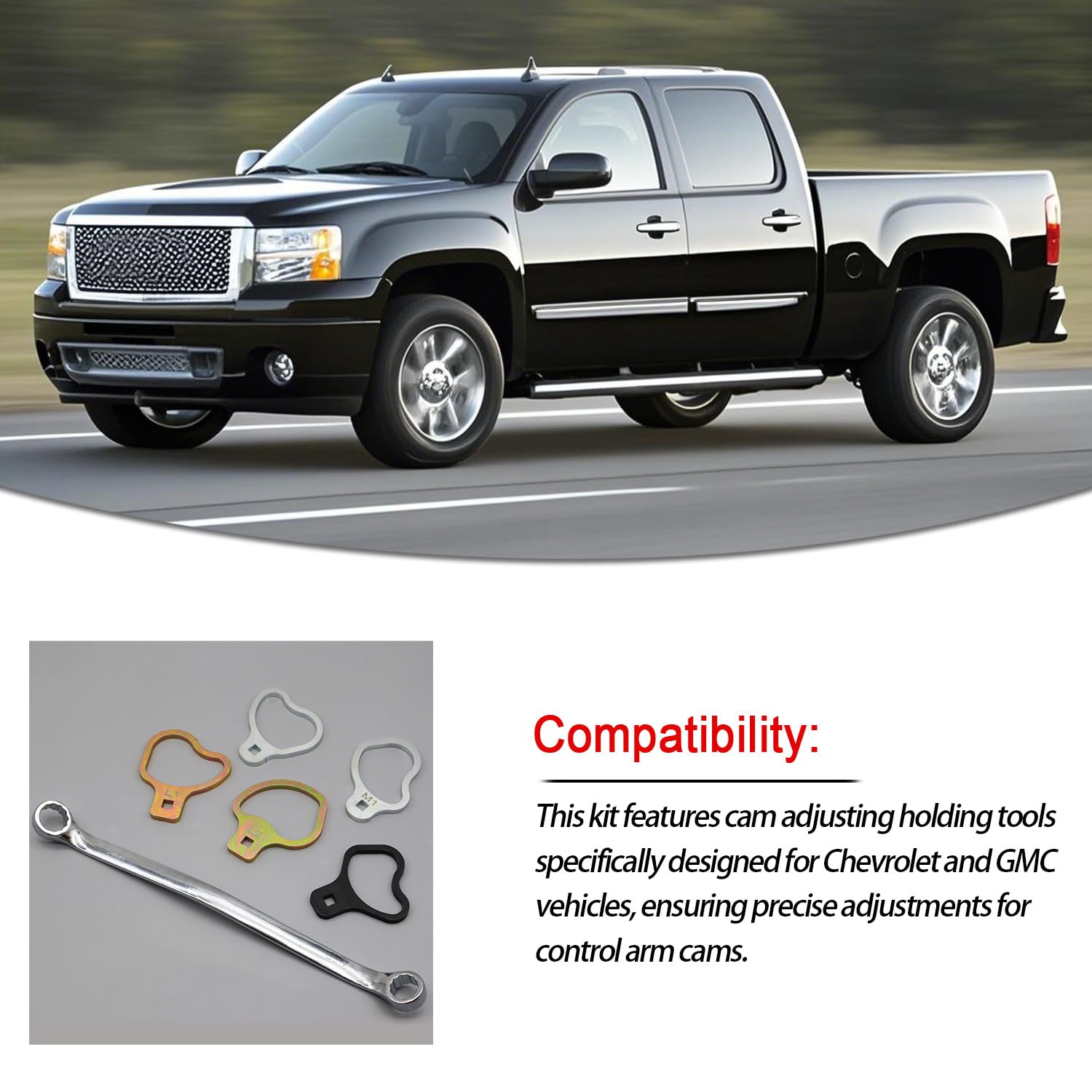 Kit de 6 ruedas compatibles con Chevrolet GMC, 41620 herramientas de sujeción de ajuste de leva con llave de 21 mm/24 mm