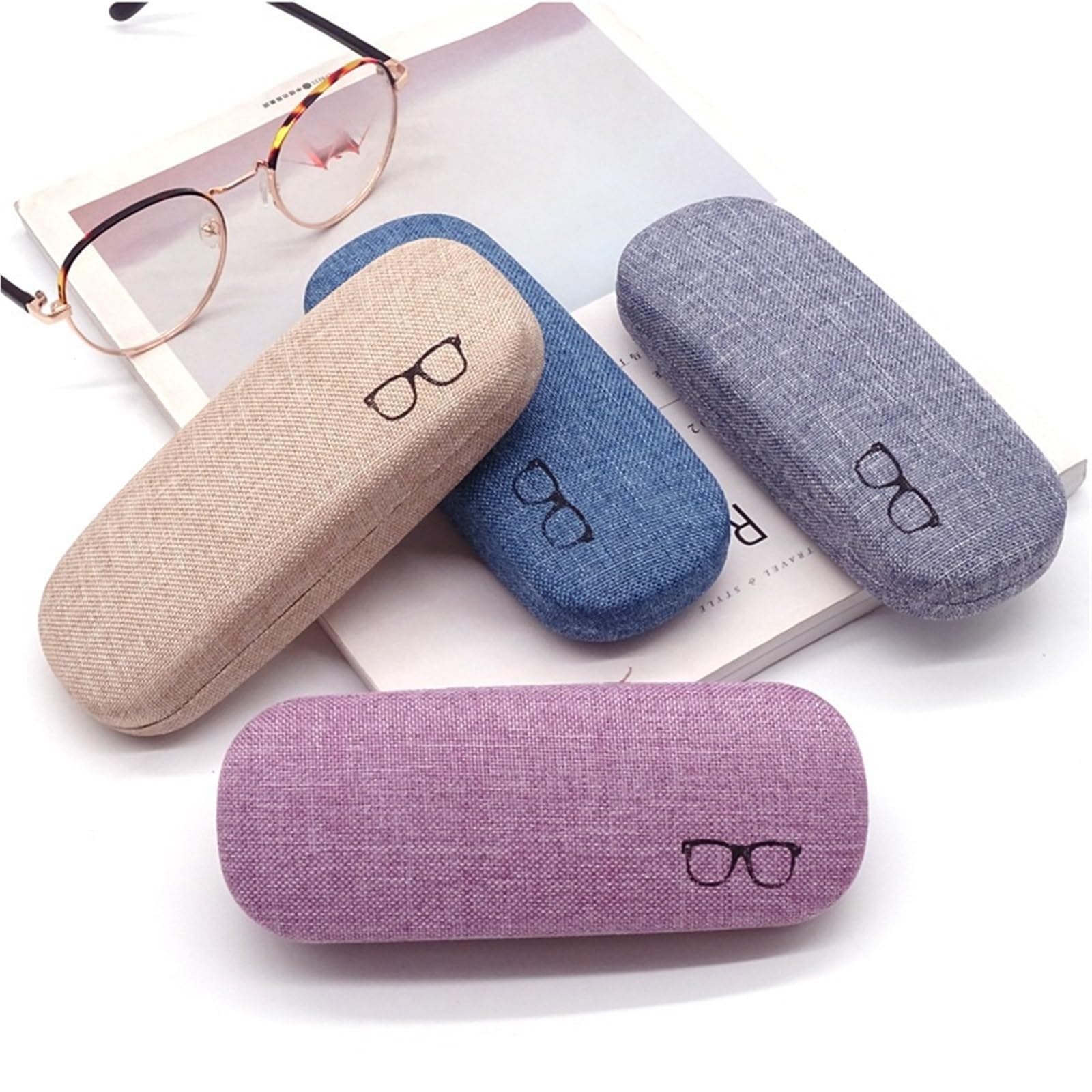 Étui rigide en lin for lunettes de vue, protection optimale for hommes et femmes (lunettes soleil vue)