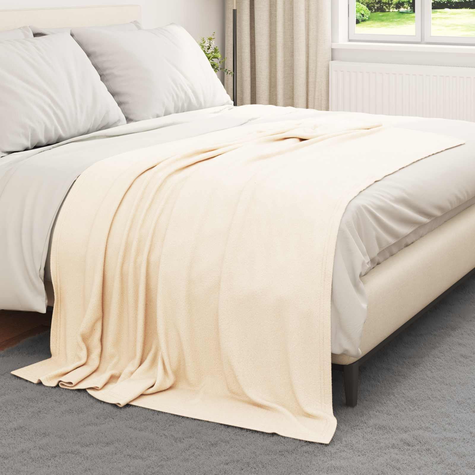 Koc do przytulania, 24 sztuki, kremowy polar, 200 x 150 cm, lekki koc polarowy, ciepły, miękki, na sofę, łóżko, do salonu, sypialni, na kemping i jako dekoracja