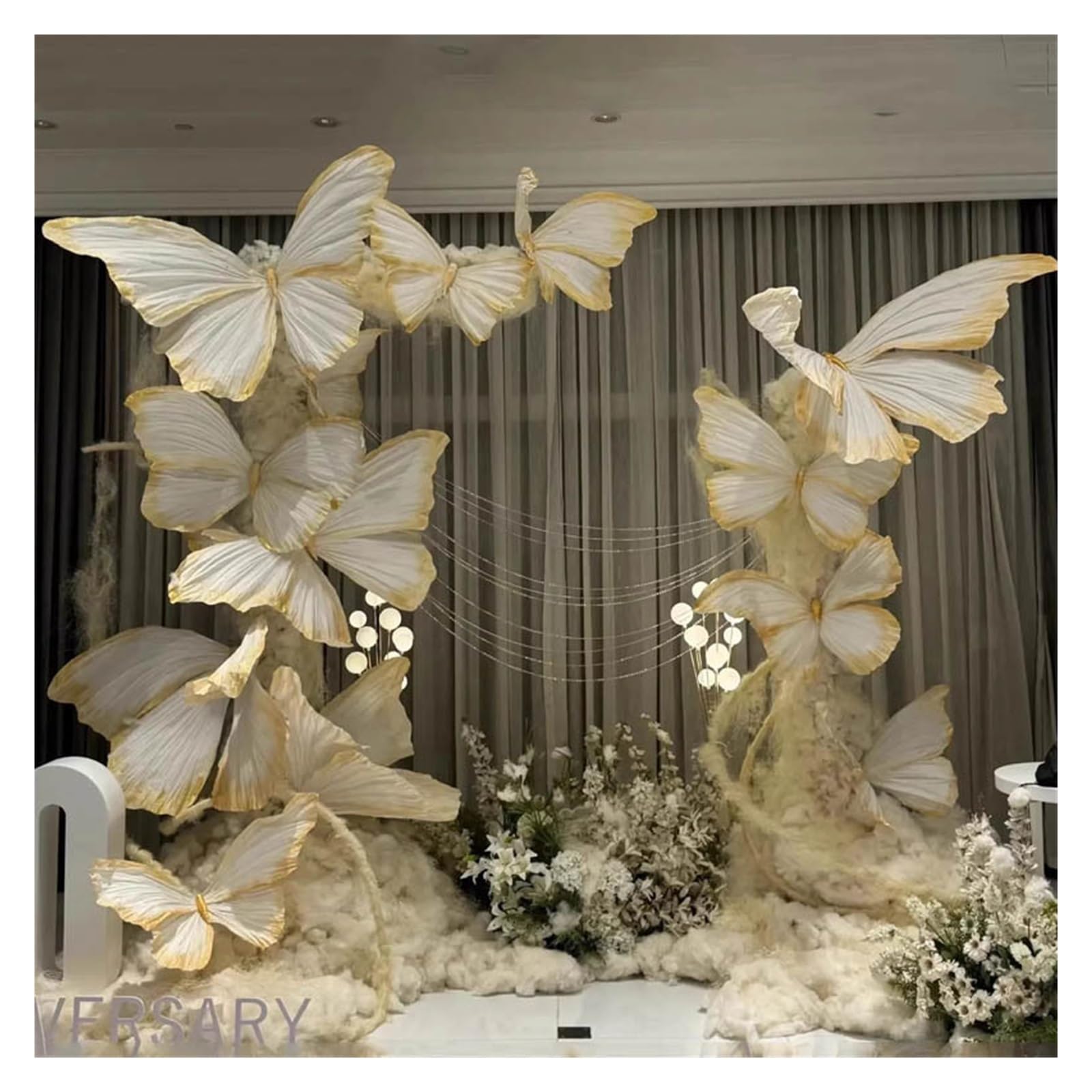 Riesige Schmetterlingsdekoration aus Papier | Künstliche Papierblume, großer Schmetterling for Hochzeitshintergrund, Party, Bühne, Fenster-Display-Layout(Dark pink,40cm)